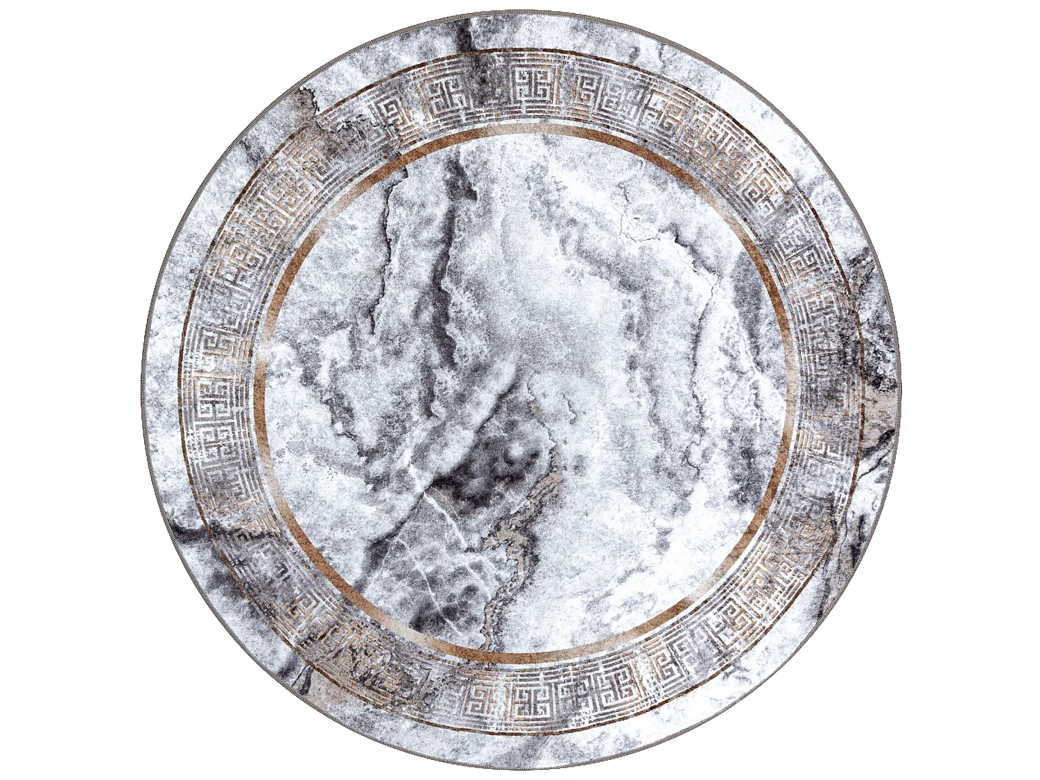 Tapis lavable MIRO 51199.805 cercle Marbre, grec antidérapant - gris  cercle 120 cm