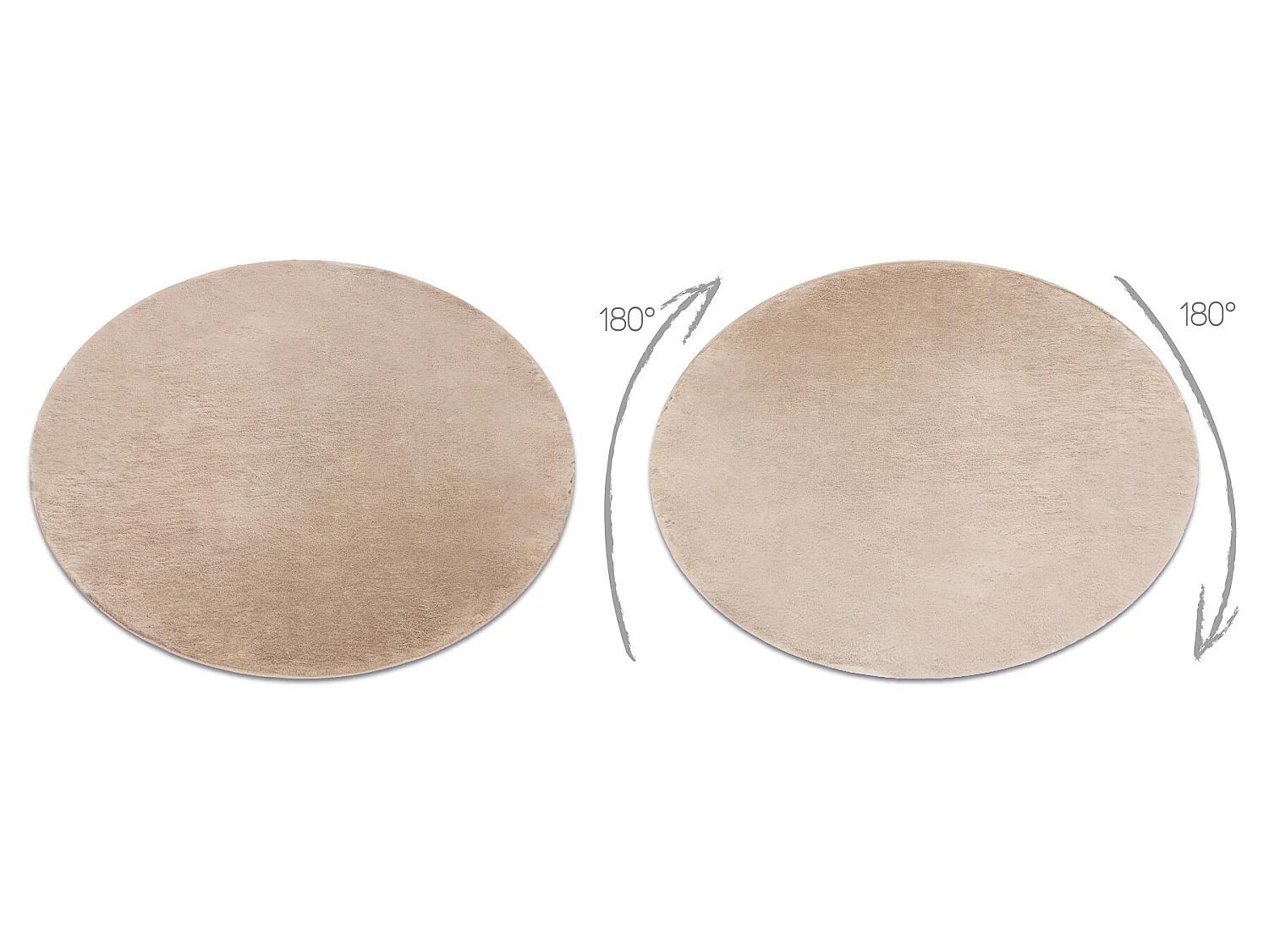Modern wastapijt POSH cirkel shaggy, pluche, dik anti-slip kameel beig cercle 80 cm