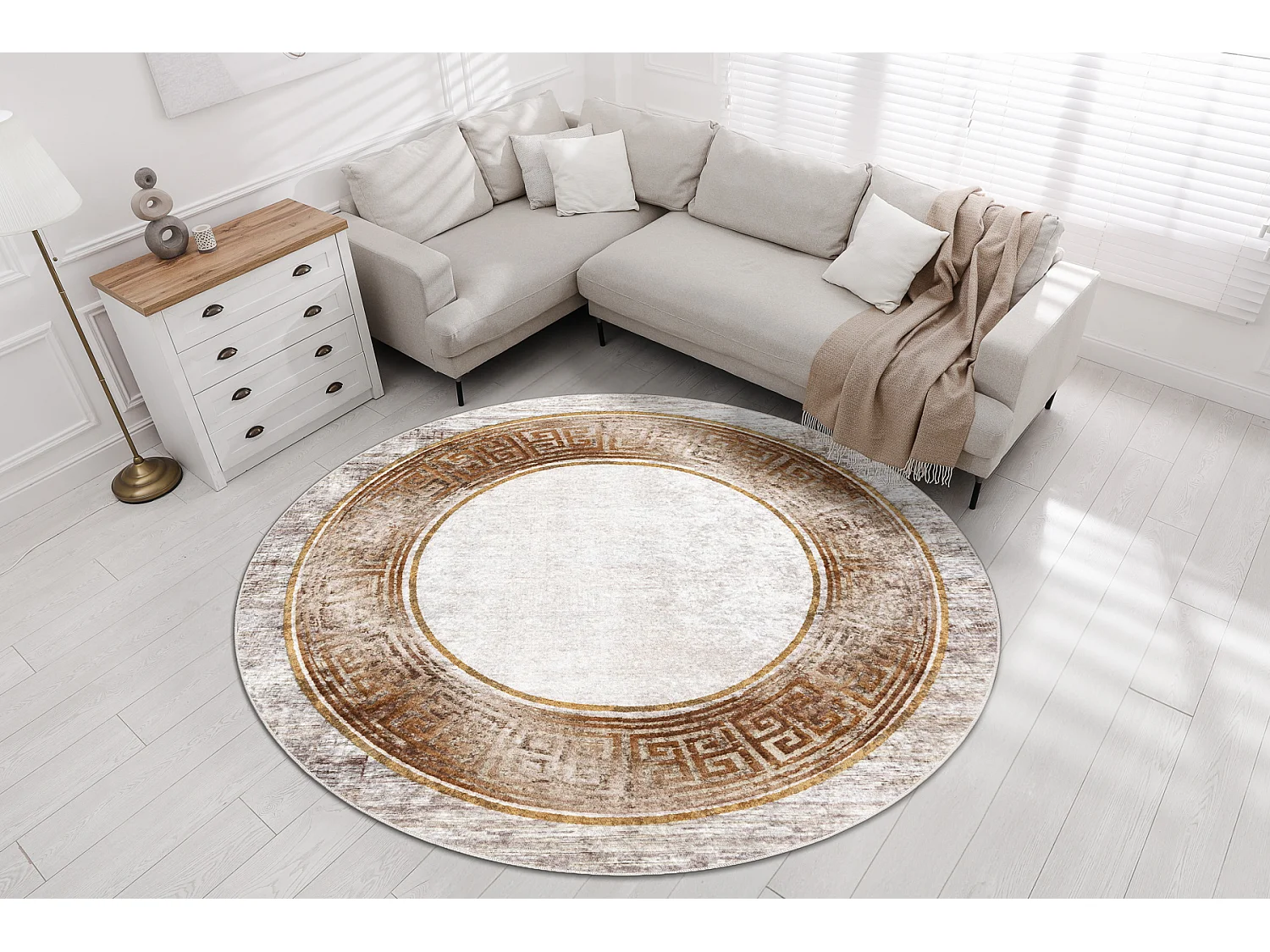 Dywan do prania MIRO 51236.807 koło Marmur, grecki antypoślizgowy -  cercle 200 cm