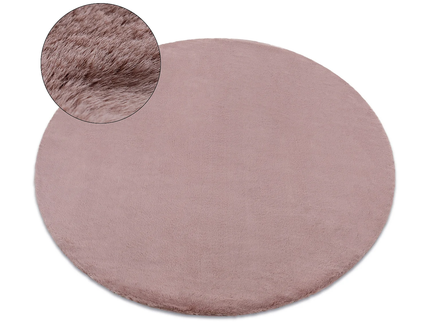 Tapijt BUNNY ROND rozekleuring IMITATIE konijnenvacht cercle 160 cm