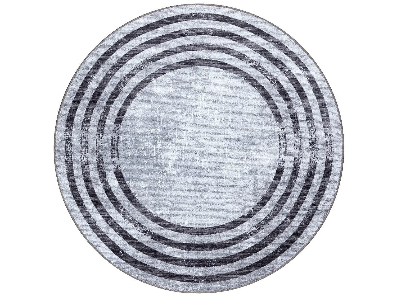 MIRO 51231.806 Kreis Waschteppich Linien Anti-Rutsch - grau / schwarz cercle 200 cm