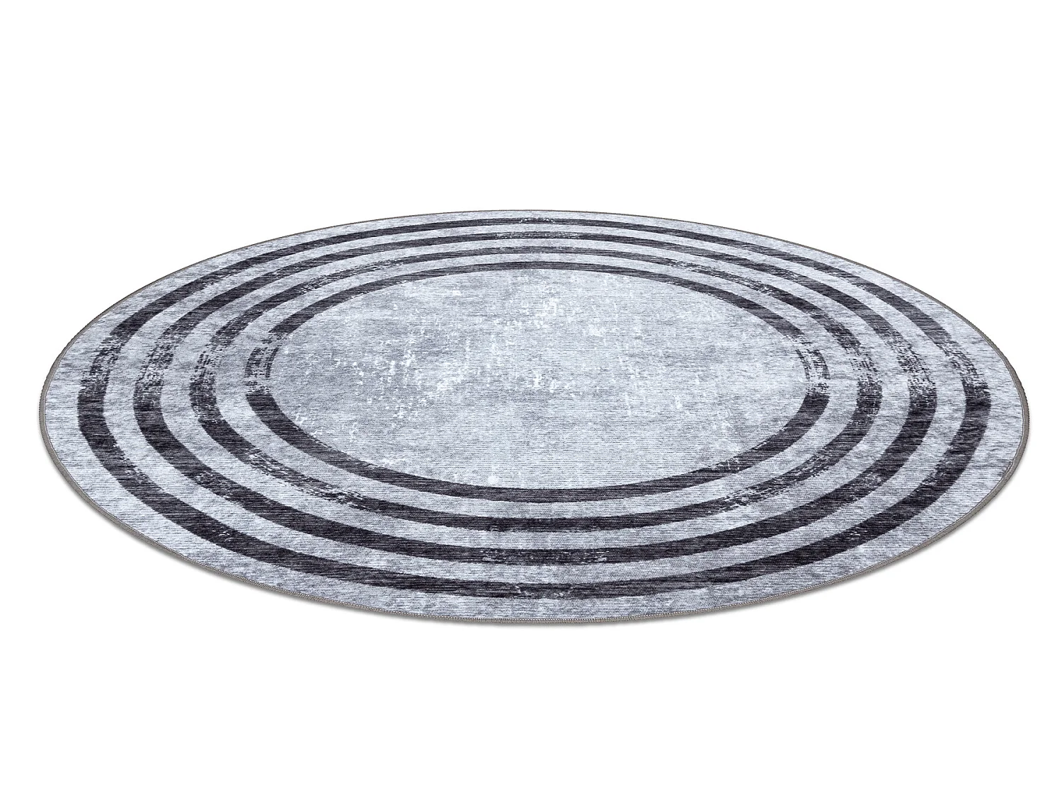 MIRO 51231.806 Kreis Waschteppich Linien Anti-Rutsch - grau / schwarz cercle 200 cm