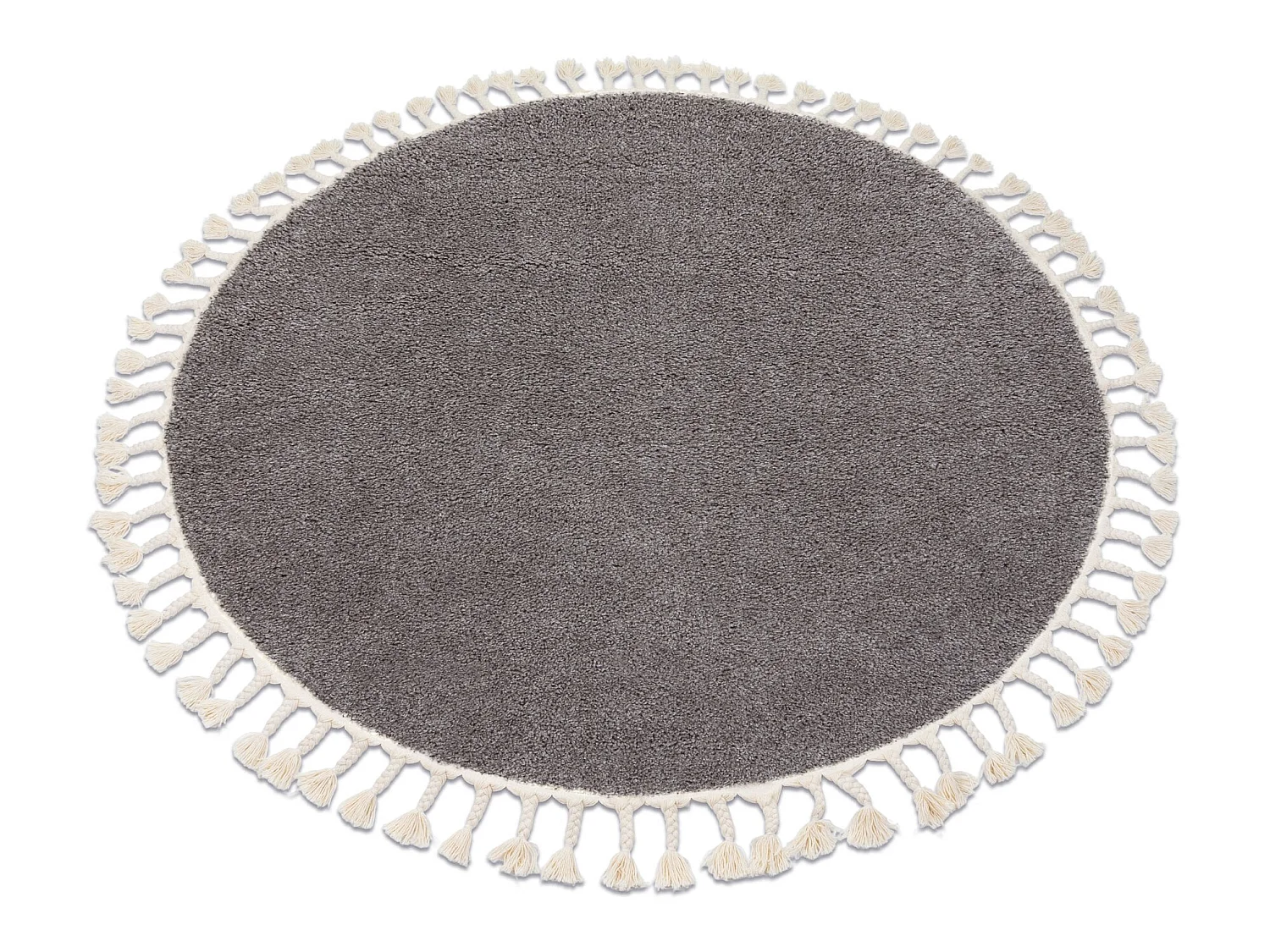Tapis BERBER 9000 cercle marron Franges berbère marocain shaggy cercle 120 cm