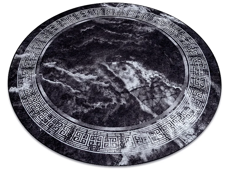 Tapis lavable MIRO 51199.807 cercle Marbre, grec antidérapant - noir  cercle 80 cm