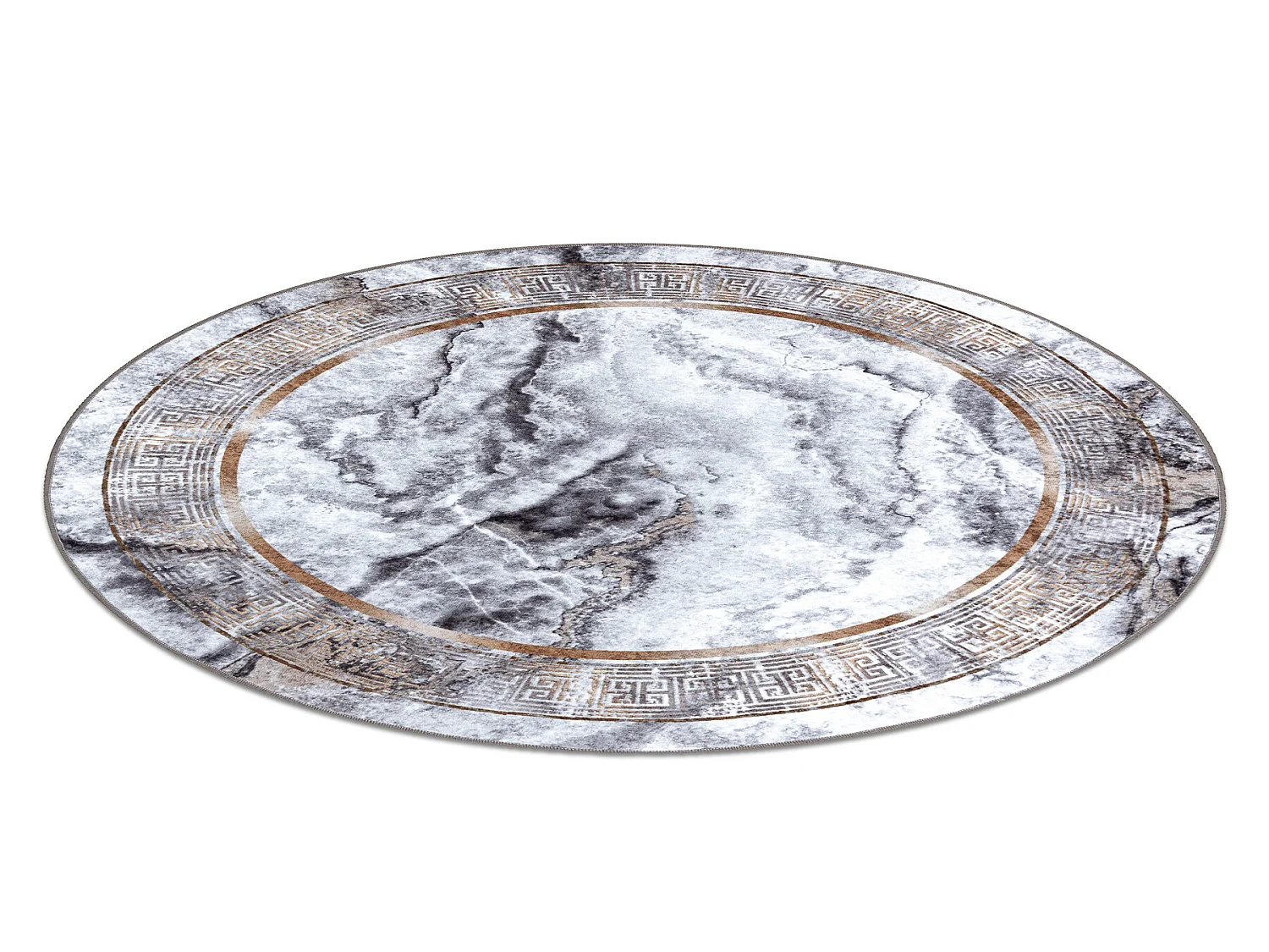 Tapis lavable MIRO 51199.805 cercle Marbre, grec antidérapant - gris  cercle 200 cm