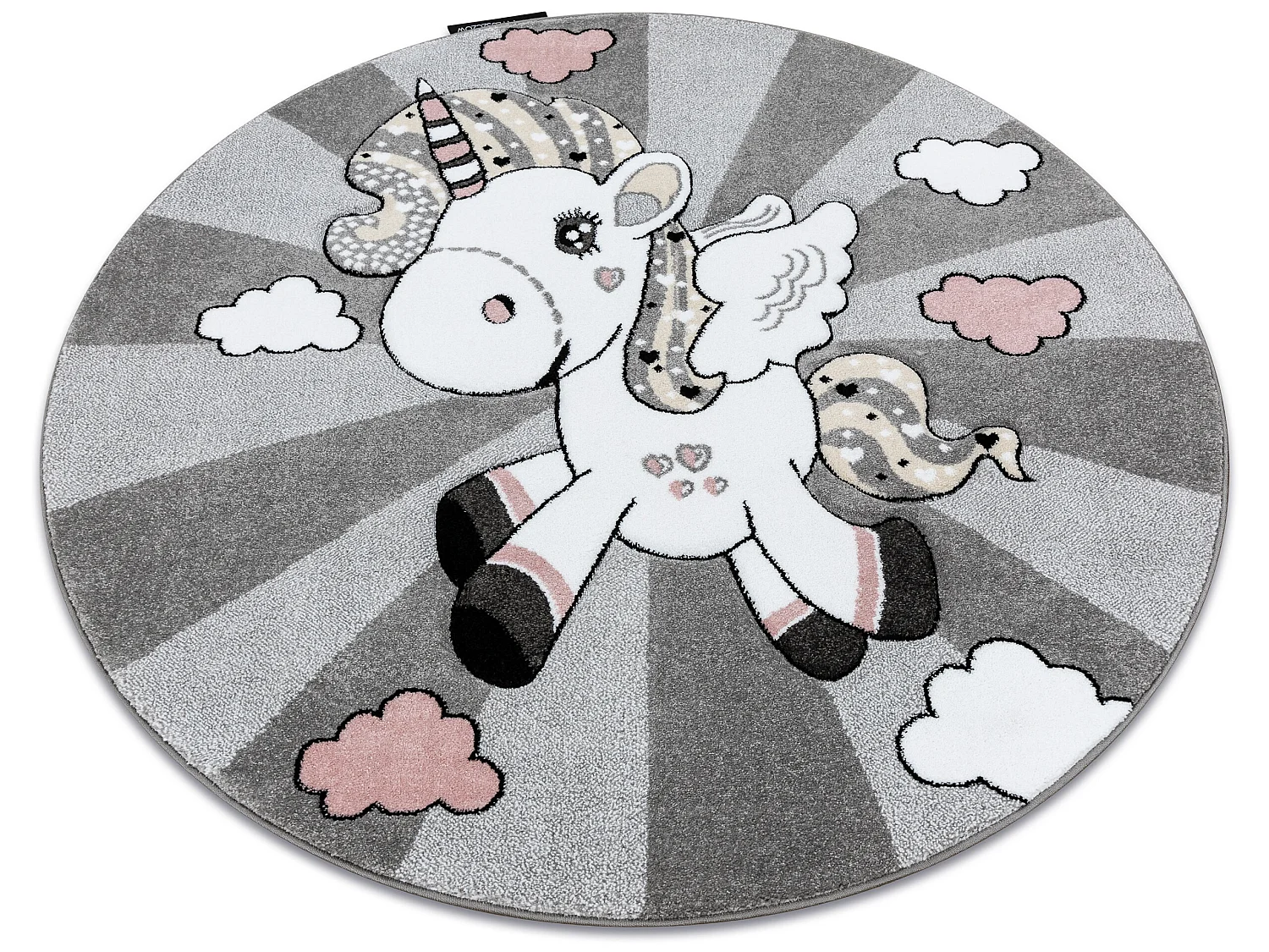 Tapijt PETIT UNICORN EENHOORN ROND grijskleuring cercle 160 cm