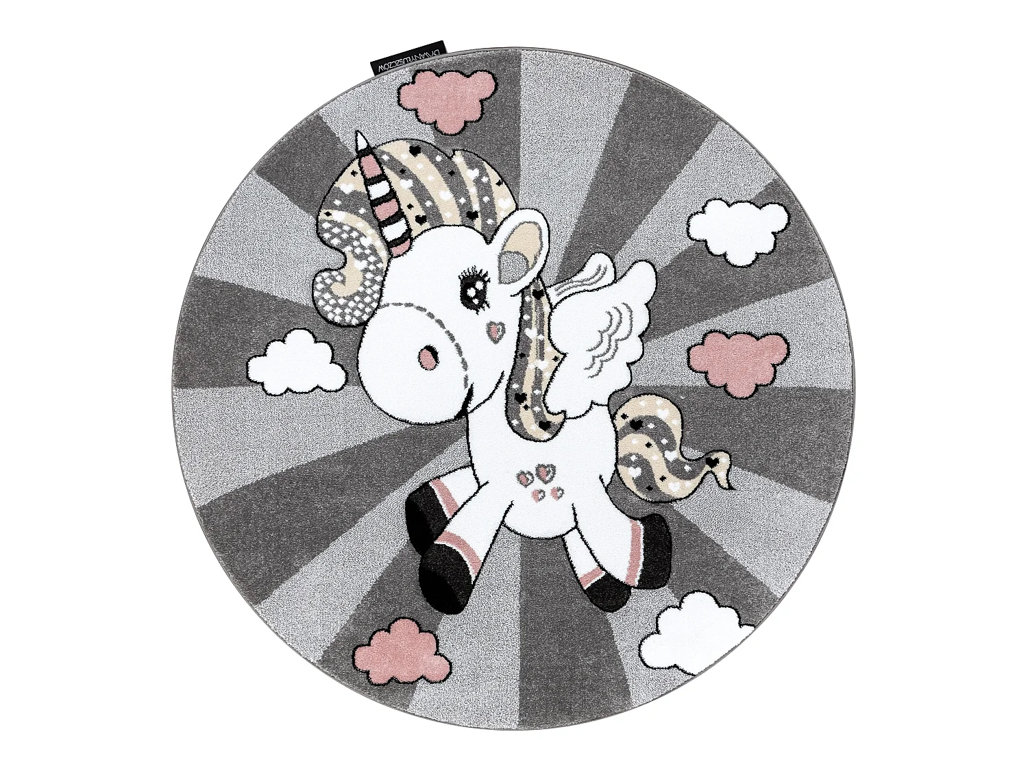 Tapijt PETIT UNICORN EENHOORN ROND grijskleuring cercle 160 cm