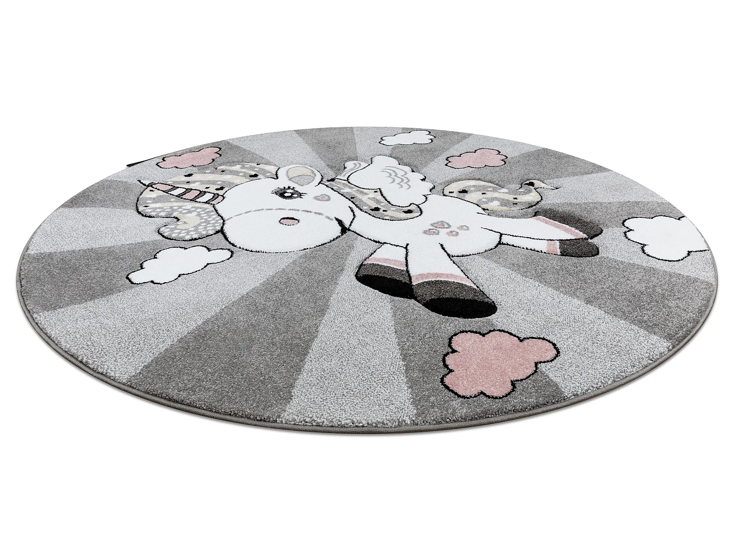 Tapijt PETIT UNICORN EENHOORN ROND grijskleuring cercle 160 cm