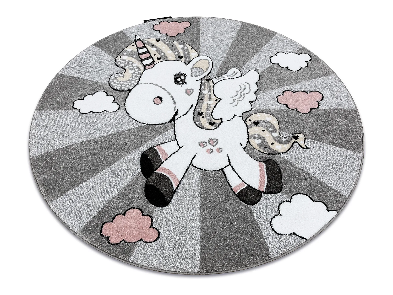Tapijt PETIT UNICORN EENHOORN ROND grijskleuring cercle 120 cm