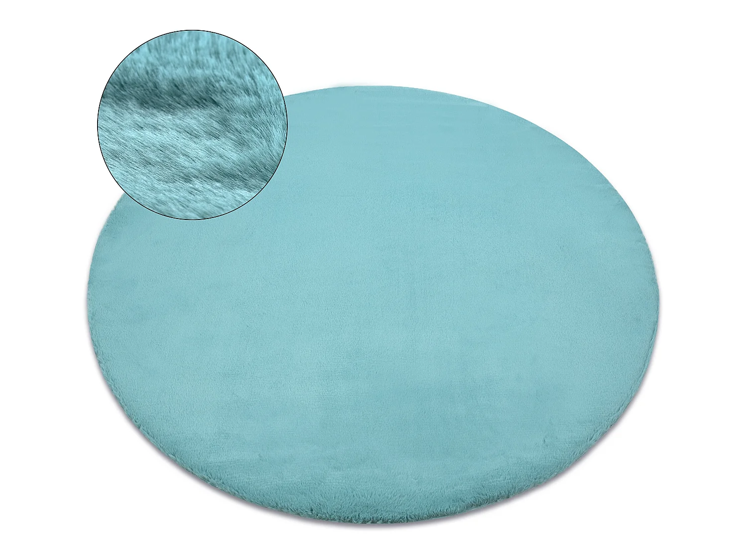 Tapijt BUNNY ROND aqua blauw IMITATIE konijnenvacht cercle 120 cm