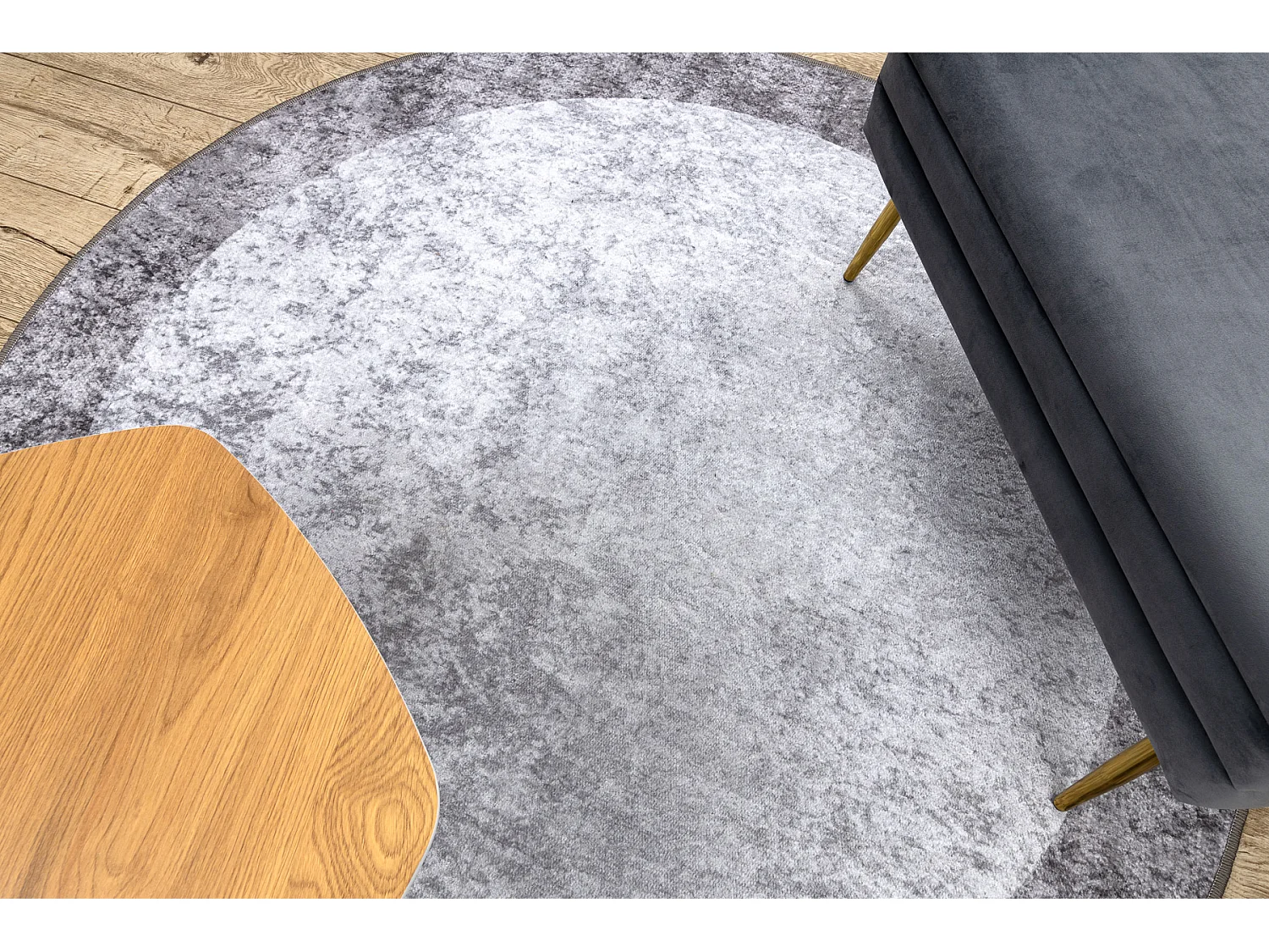 MIRO 51648.803 Kreis Waschteppich Marmor Anti-Rutsch - dunkelgrau cercle 80 cm