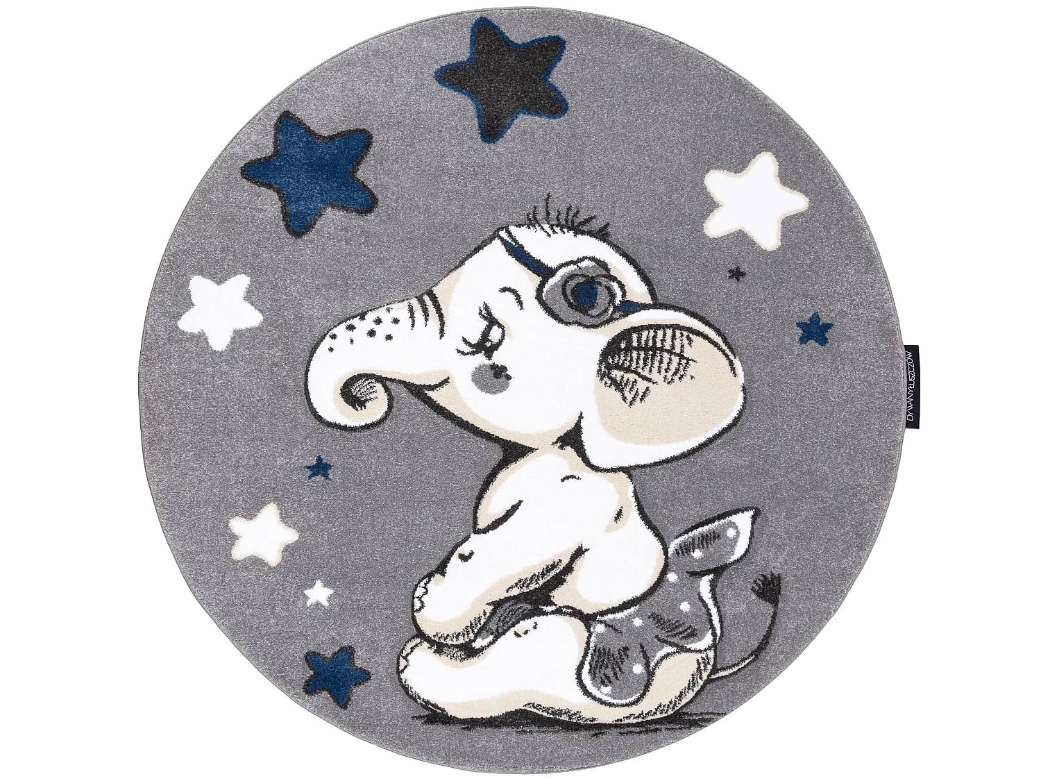 Tapis PETIT ELEPHANT L'ÉLÉPHANT ÉTOILE cercle gris cercle 140 cm