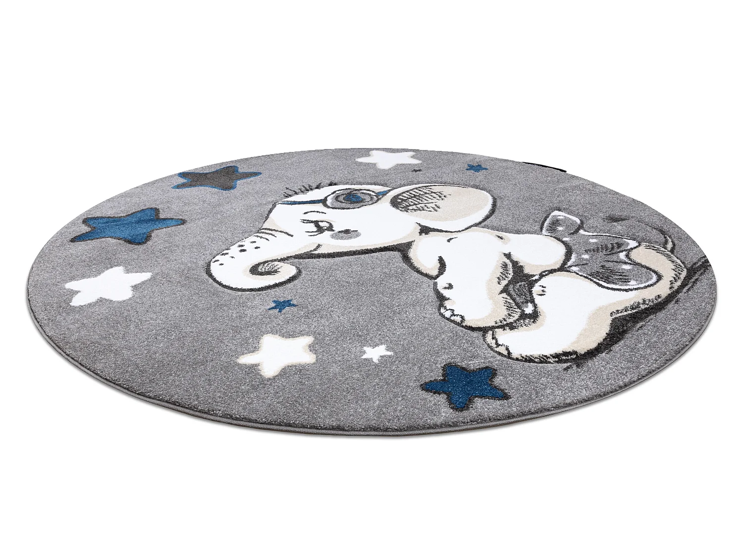Tapis PETIT ELEPHANT L'ÉLÉPHANT ÉTOILE cercle gris cercle 140 cm