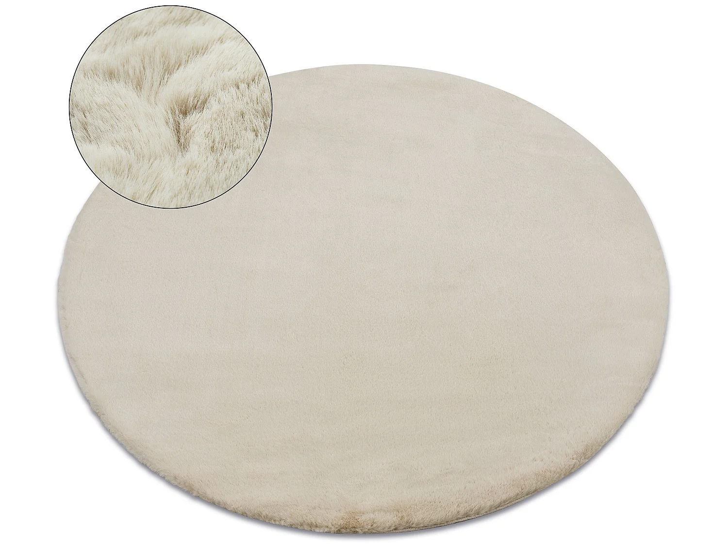 Tapijt BUNNY ROND beige IMITATIE konijnenvacht cercle 140 cm