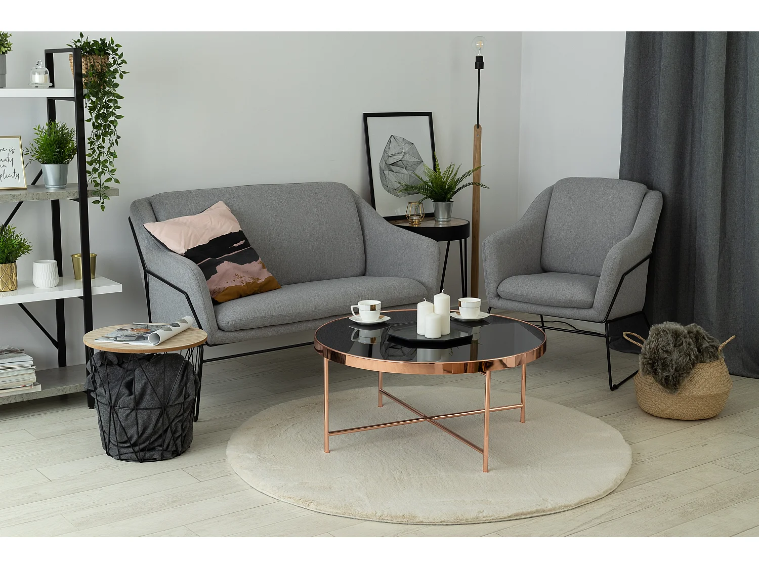 Tapijt BUNNY ROND beige IMITATIE konijnenvacht cercle 140 cm