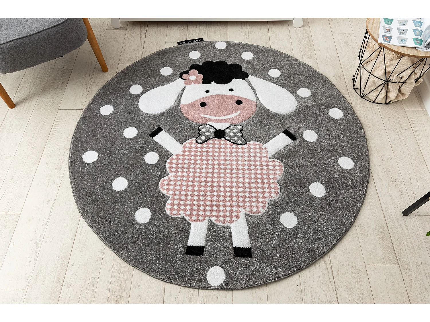Tapis PETIT DOLLY mouton cercle gris cercle 120 cm