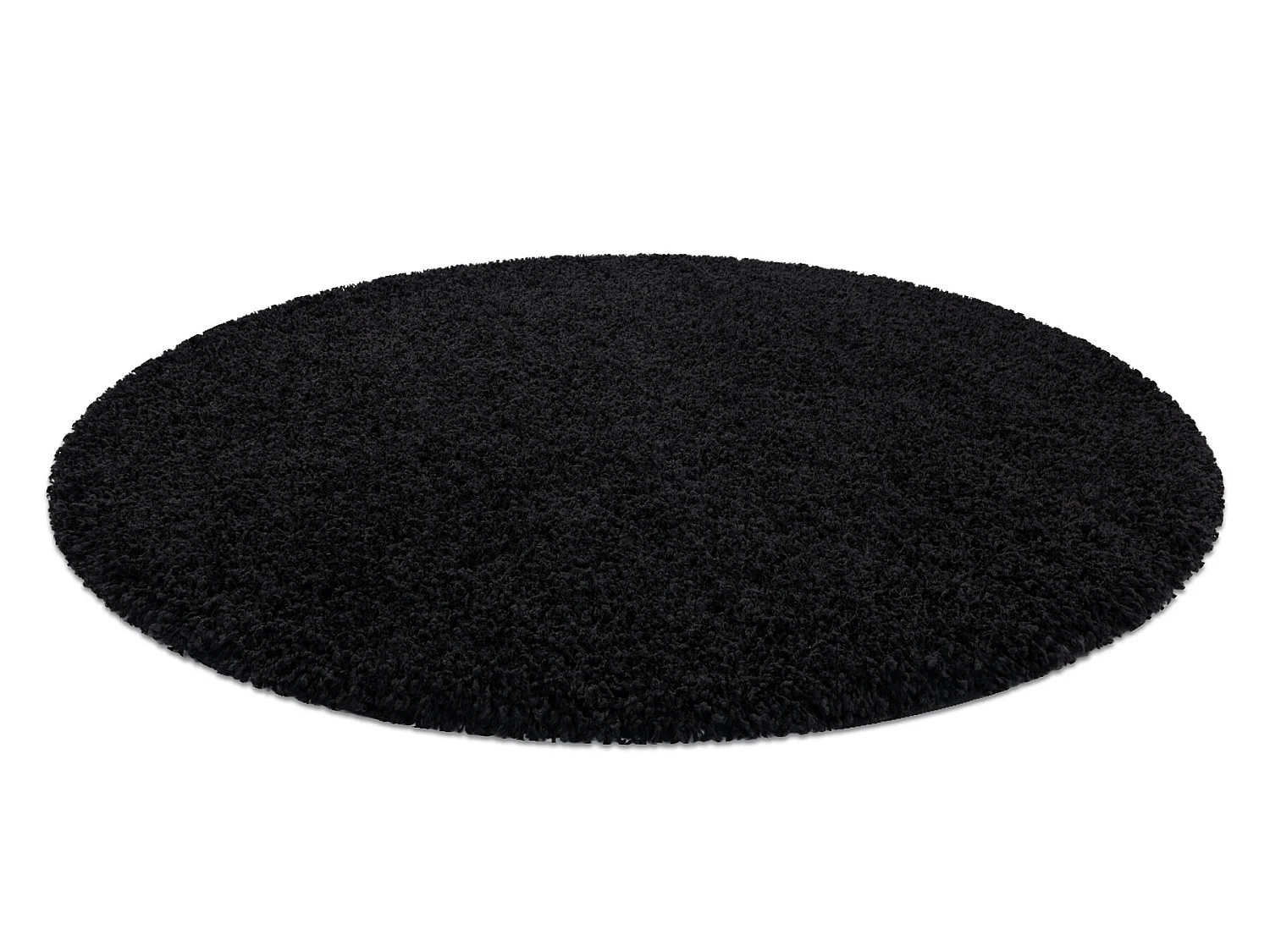Tapis SOFFI Cercle shaggy 5cm noir cercle 120 cm