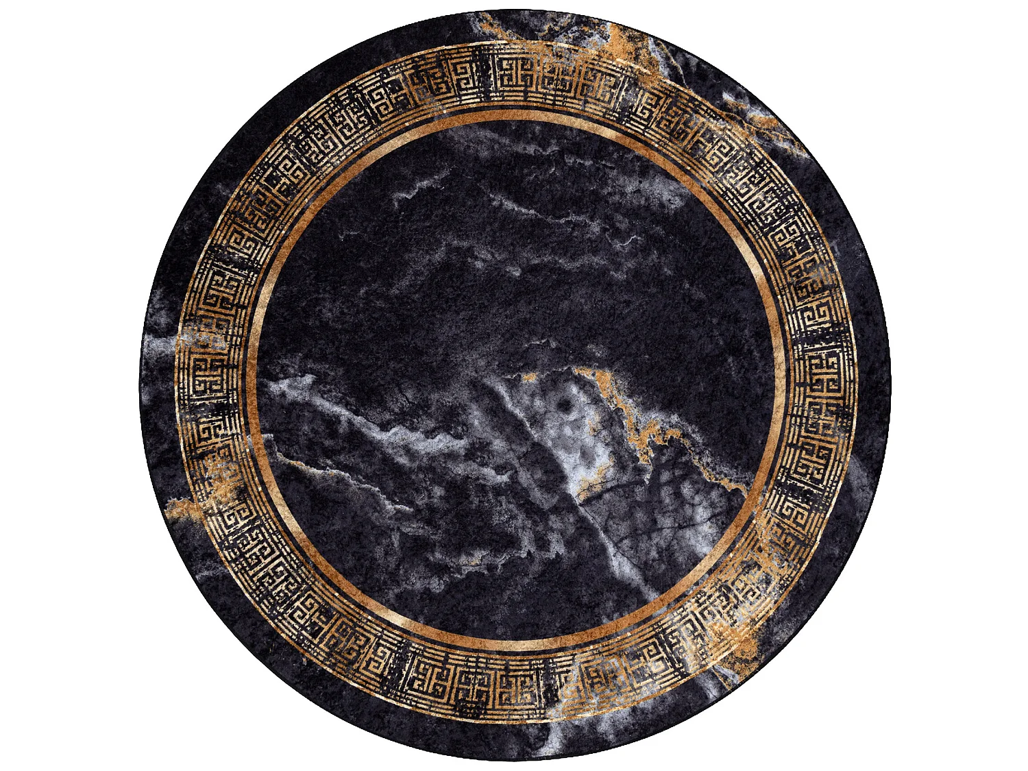 Tapis lavable MIRO 51199.806 cercle Marbre, grec antidérapant - noir  cercle 160 cm