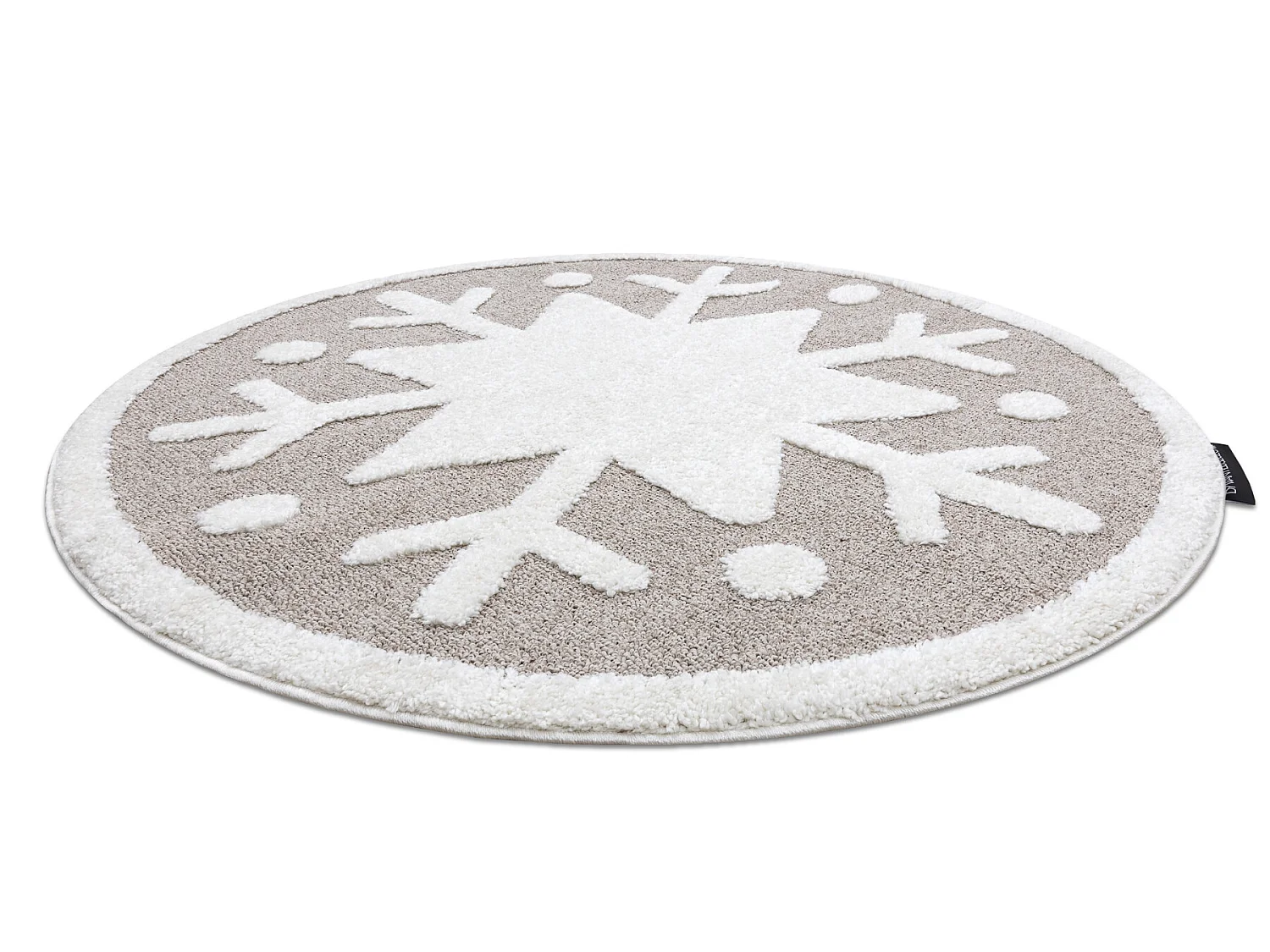 Kindertapijt JOY Rond , Snowflake Sneeuwvlokken voor kinderen - Struct cercle 140 cm
