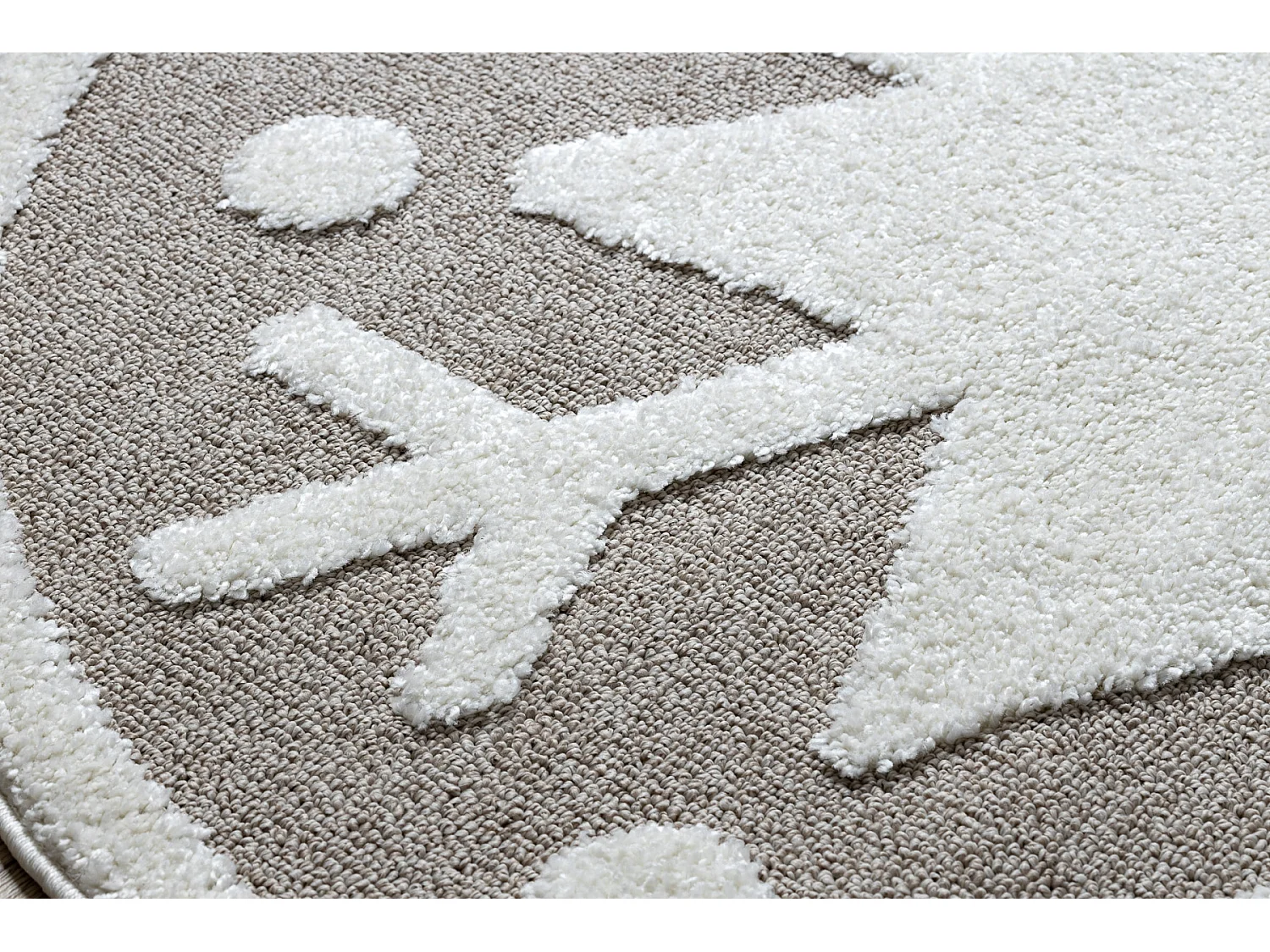 Kindertapijt JOY Rond , Snowflake Sneeuwvlokken voor kinderen - Struct cercle 140 cm