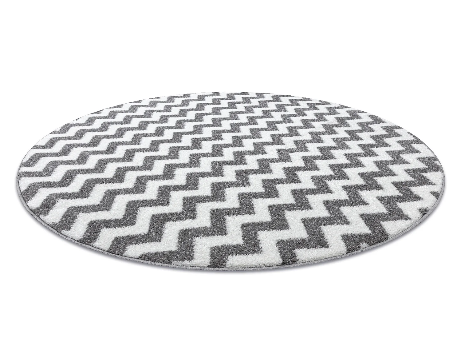 Tapijt SKETCH ROND - F561 grijs /wit - Zigzag cercle 140 cm