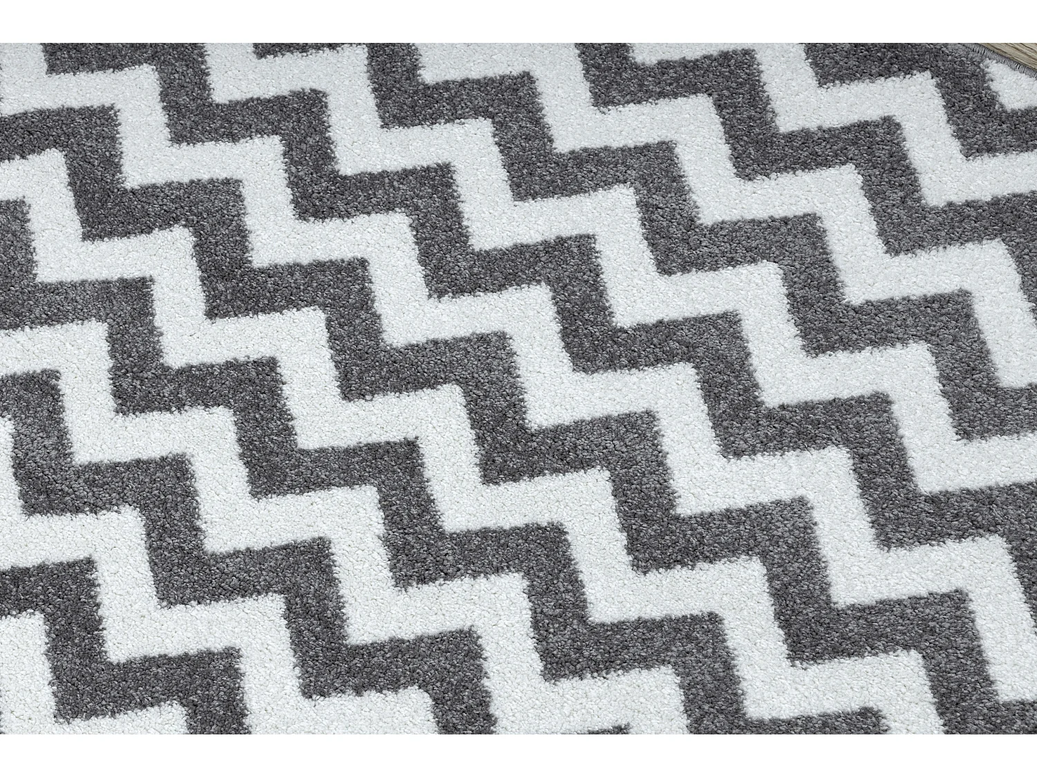 Tapijt SKETCH ROND - F561 grijs /wit - Zigzag cercle 140 cm