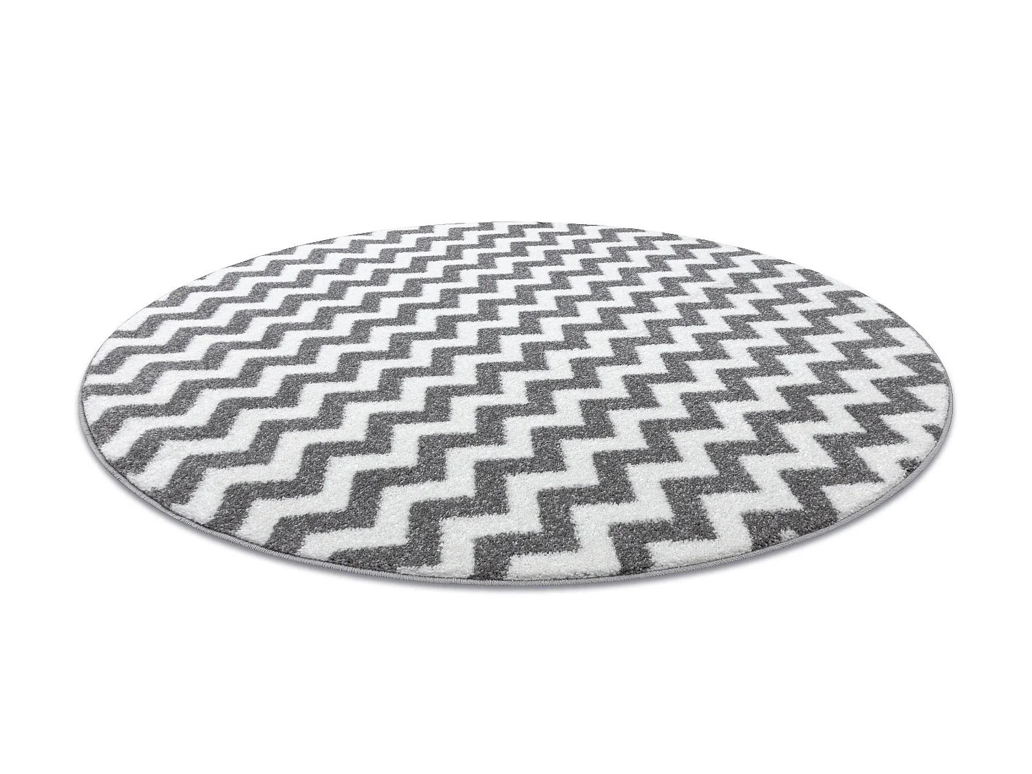 Tapis SKETCH cercle - F561 gris et blanc - Zigzag cercle 140 cm