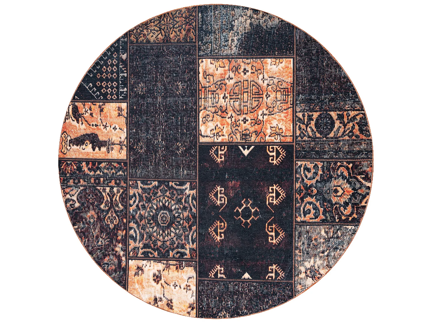 Tapis ANTIKA ancient chocolate cercle, patchwork moderne, lavable grec cercle 200 cm
