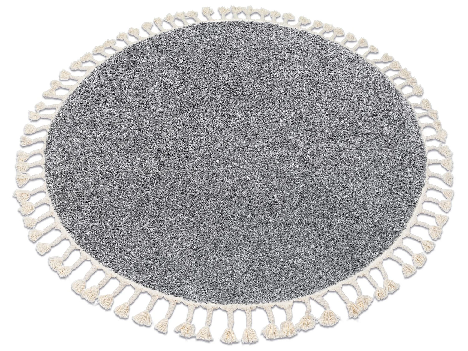 Tapis BERBER 9000 cercle gris Franges berbère marocain shaggy cercle 120 cm