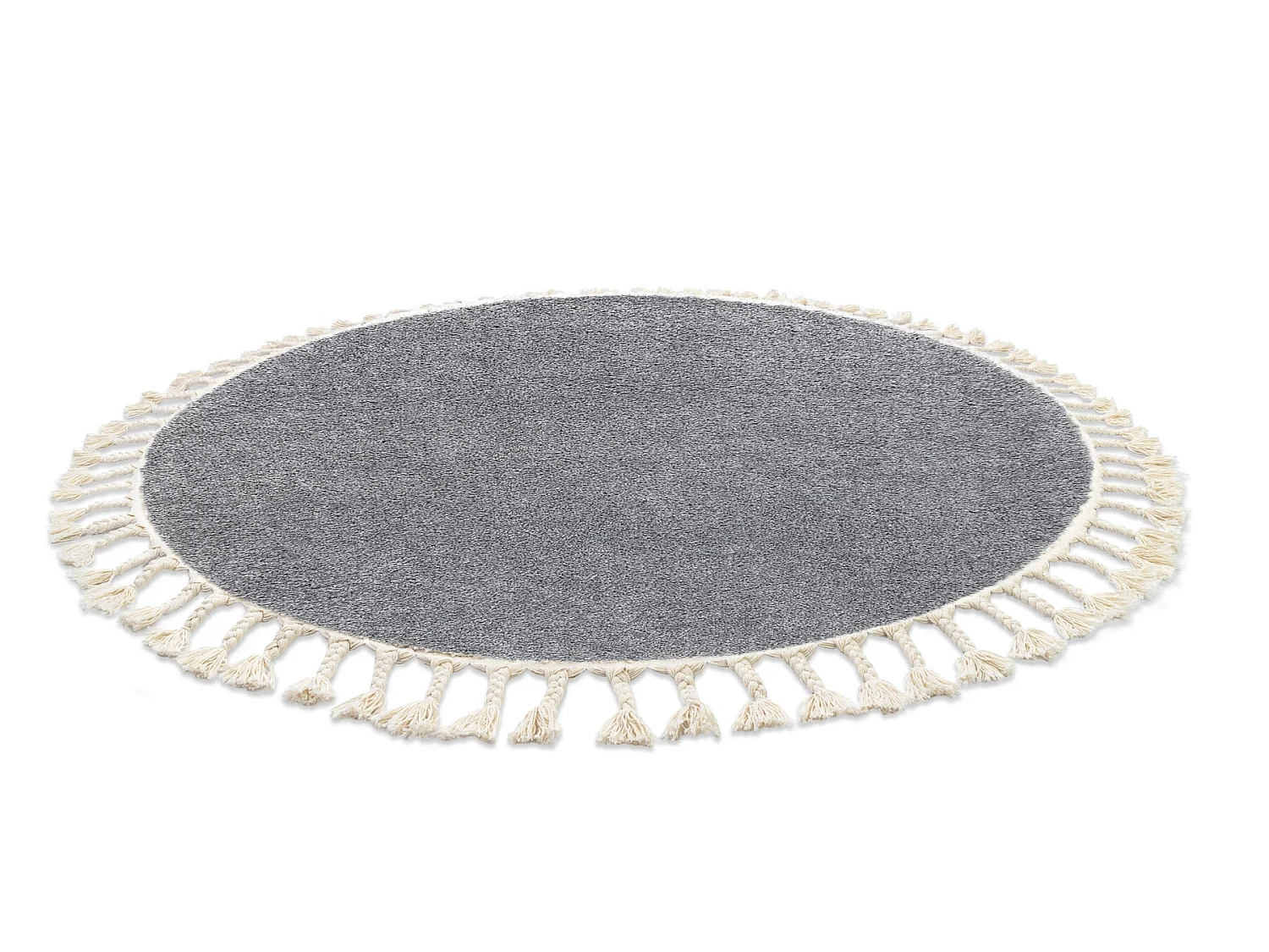 Tapis BERBER 9000 cercle gris Franges berbère marocain shaggy cercle 120 cm