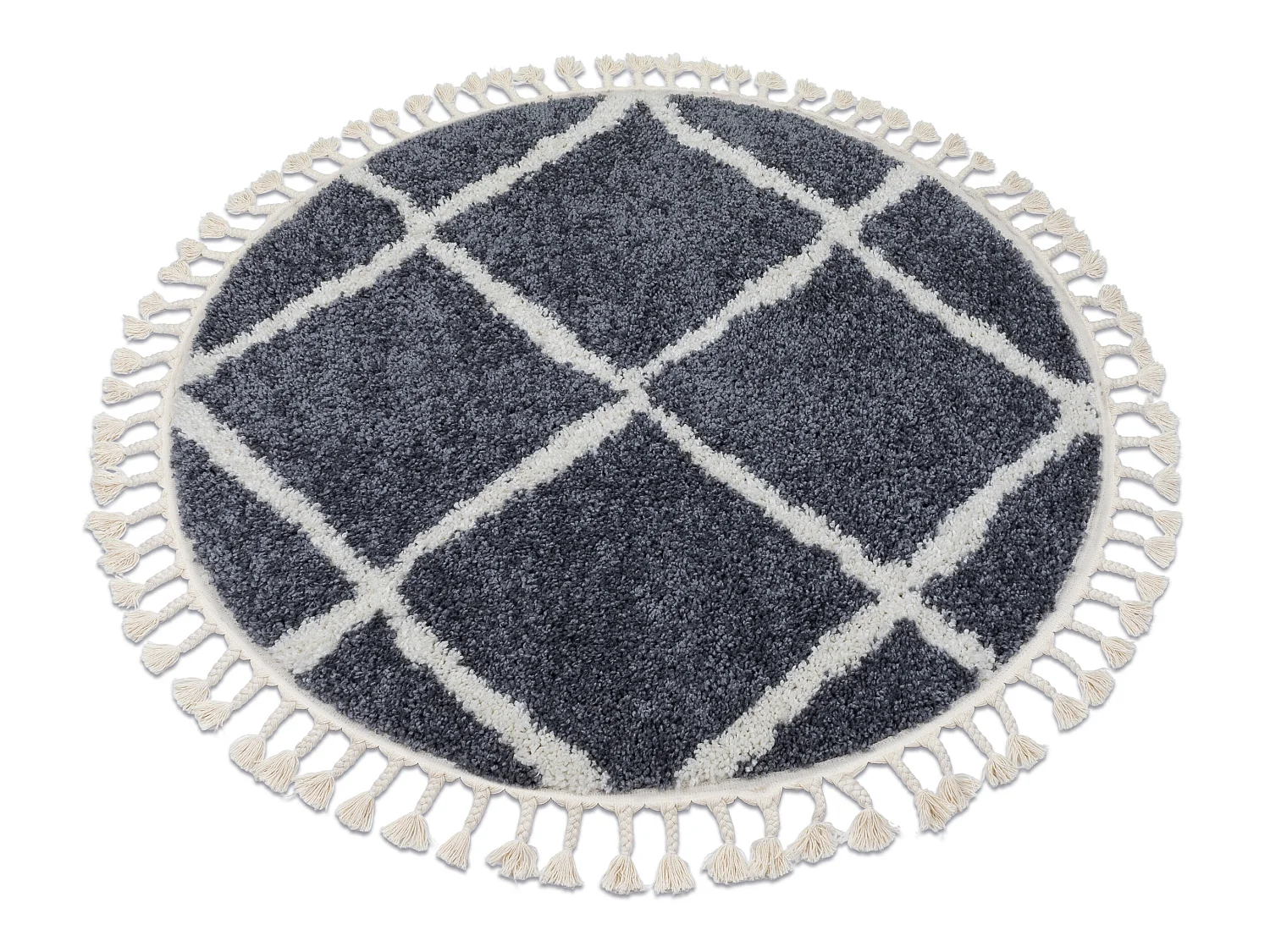 Tapijt BERBER CROSS B5950 ROND grijskleuring / witrand , Barber , maro cercle 160 cm
