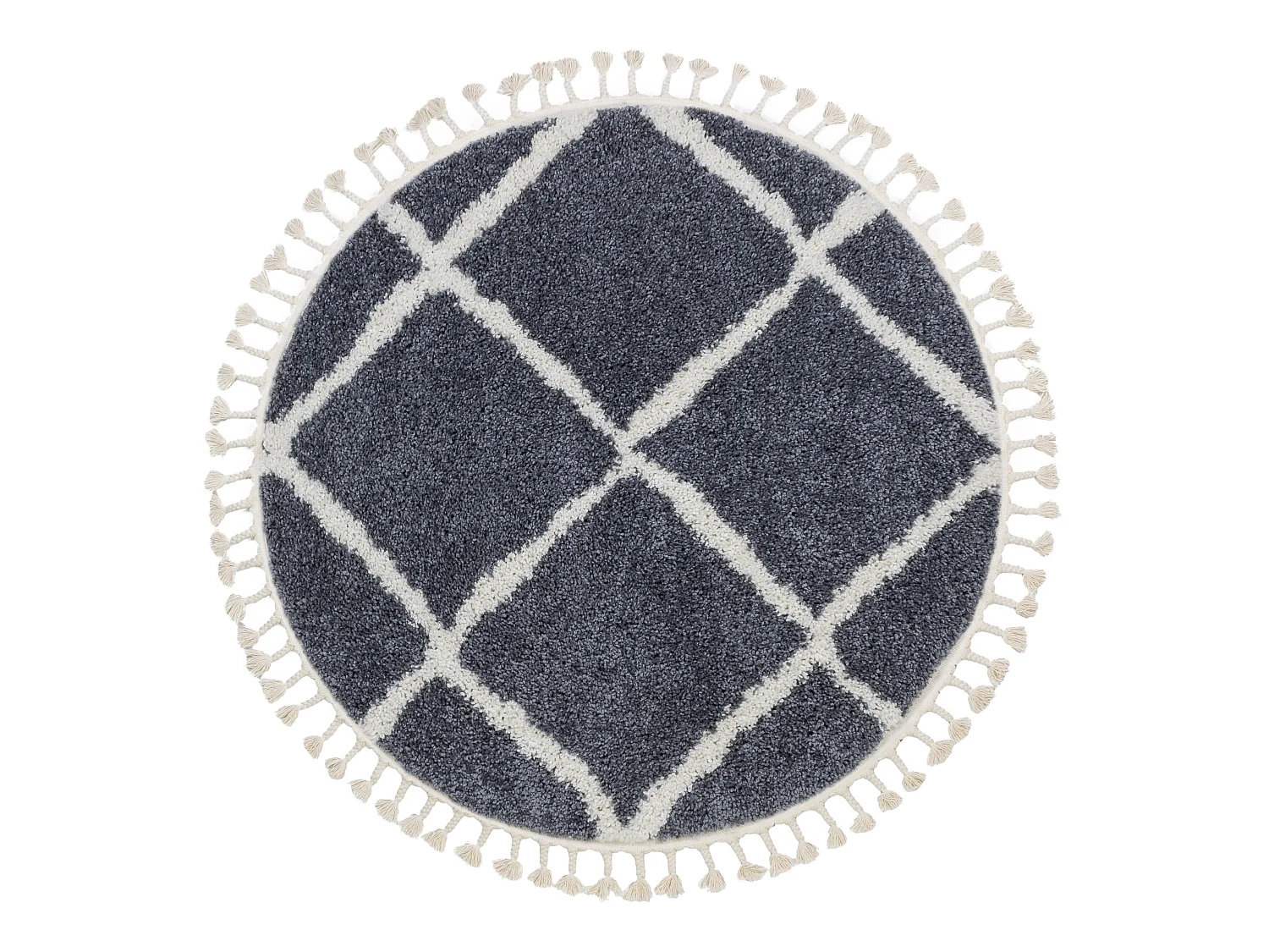 Tapijt BERBER CROSS B5950 ROND grijskleuring / witrand , Barber , maro cercle 160 cm