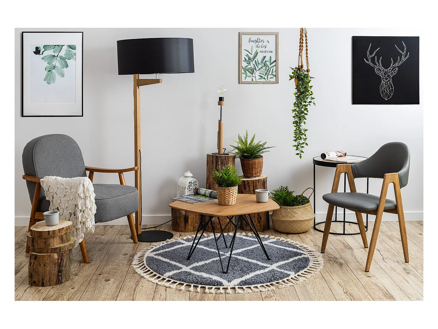 Tapijt BERBER CROSS B5950 ROND grijskleuring / witrand , Barber , maro cercle 160 cm