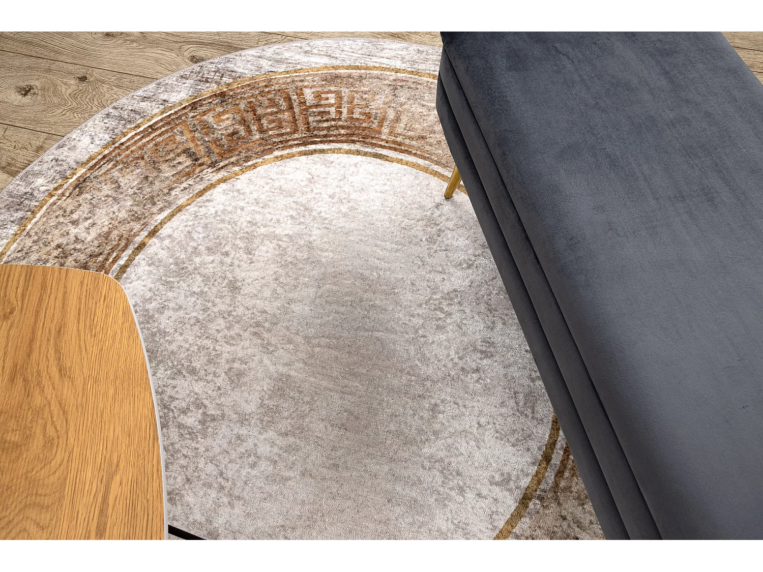 Tapis lavable MIRO 51236.807 cercle Marbre, grec antidérapant - beige cercle 160 cm