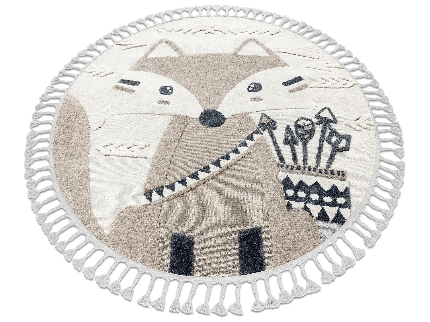 Teppich YOYO EY80 Kreis weiß / beige - Fuchs für Kinder, strukturell cercle 120 cm