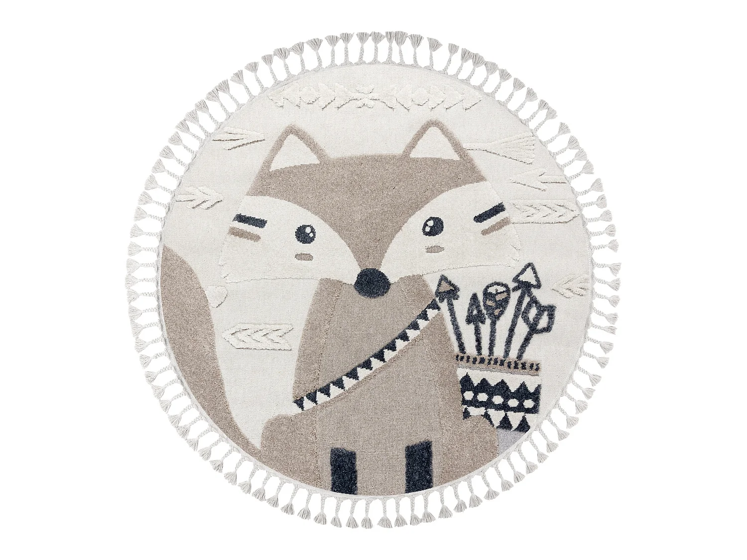 Teppich YOYO EY80 Kreis weiß / beige - Fuchs für Kinder, strukturell cercle 120 cm