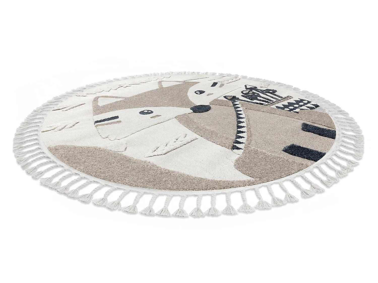 Teppich YOYO EY80 Kreis weiß / beige - Fuchs für Kinder, strukturell cercle 120 cm