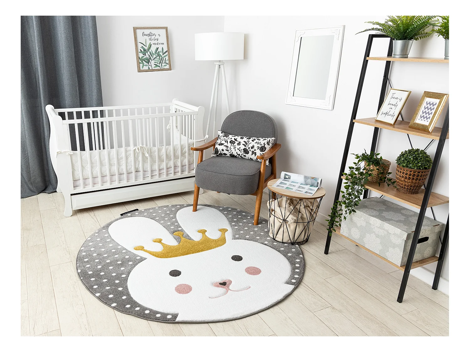 Kinderteppich PETIT BUNNY HASE Kreis grau cercle 160 cm