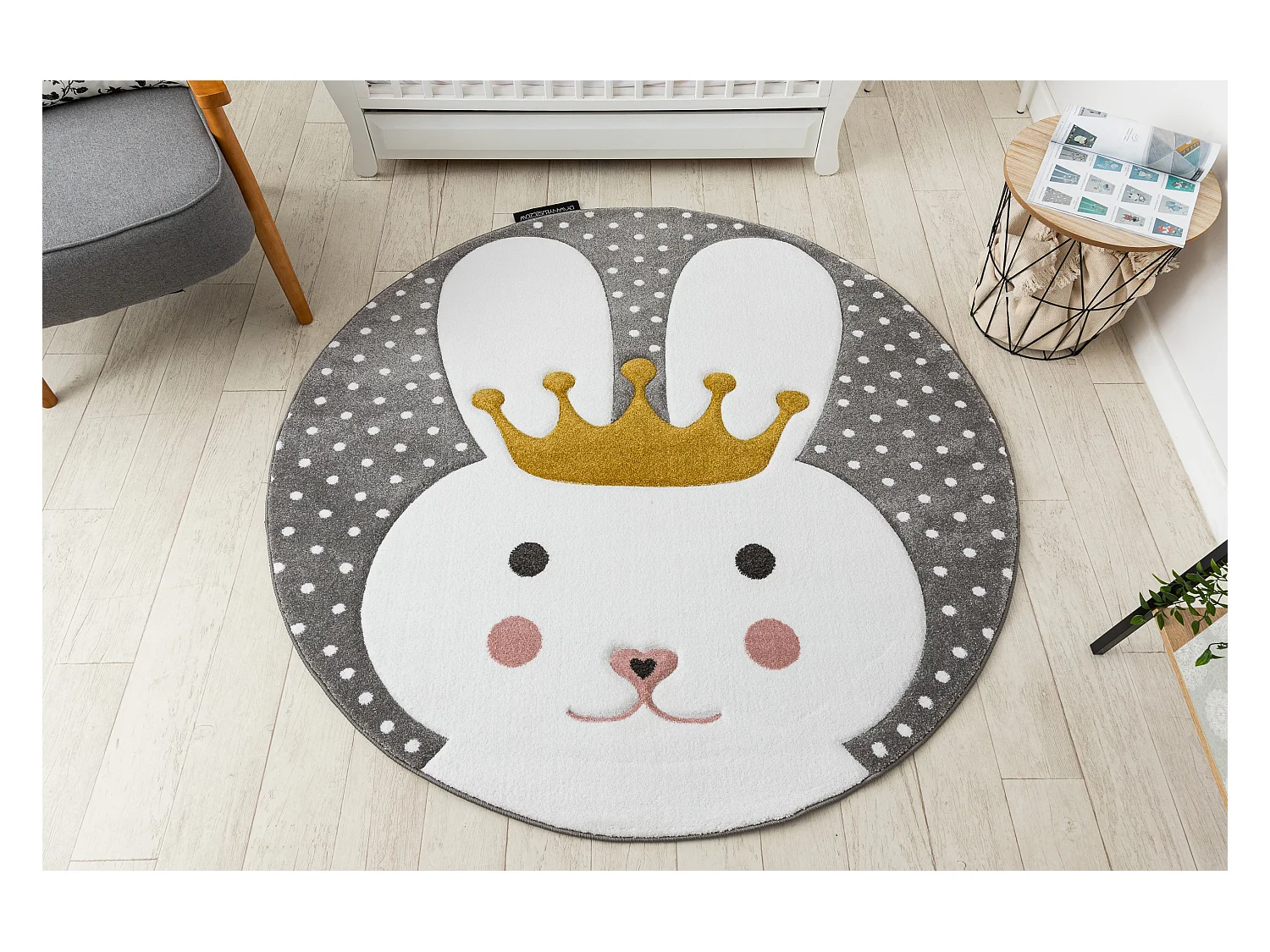 Kinderteppich PETIT BUNNY HASE Kreis grau cercle 160 cm