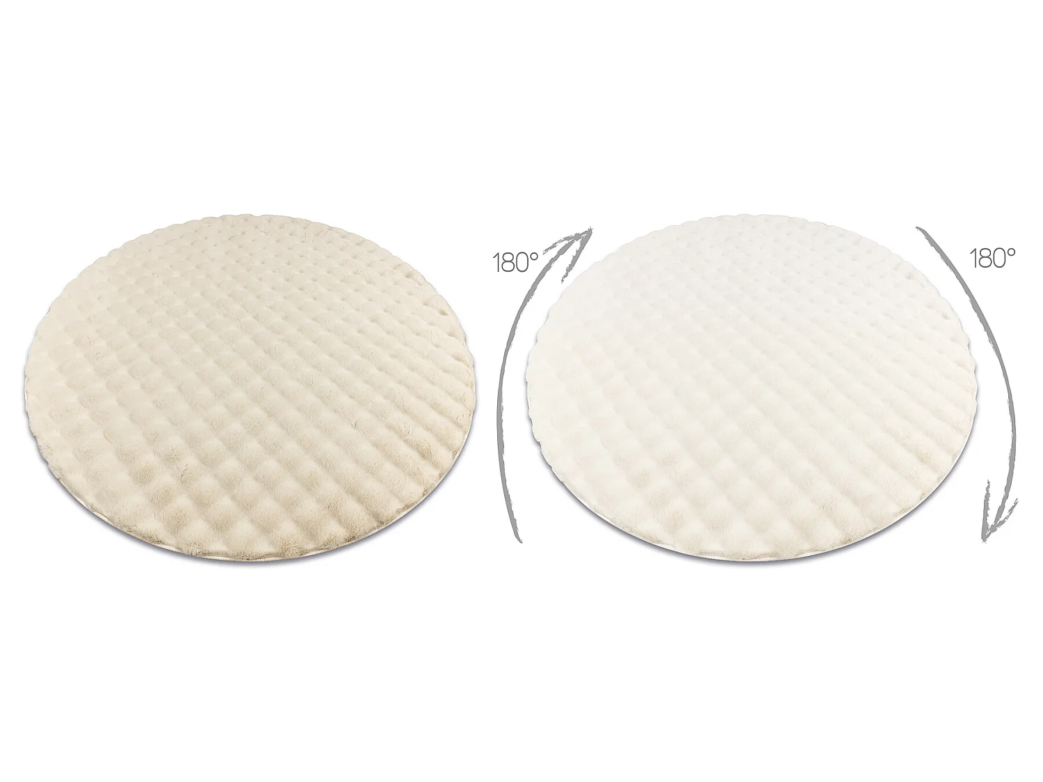 Tapis BUBBLE cercle ivoire 12 IMITATION DE FOURRURE DE LAPIN 3D struct cercle 160 cm