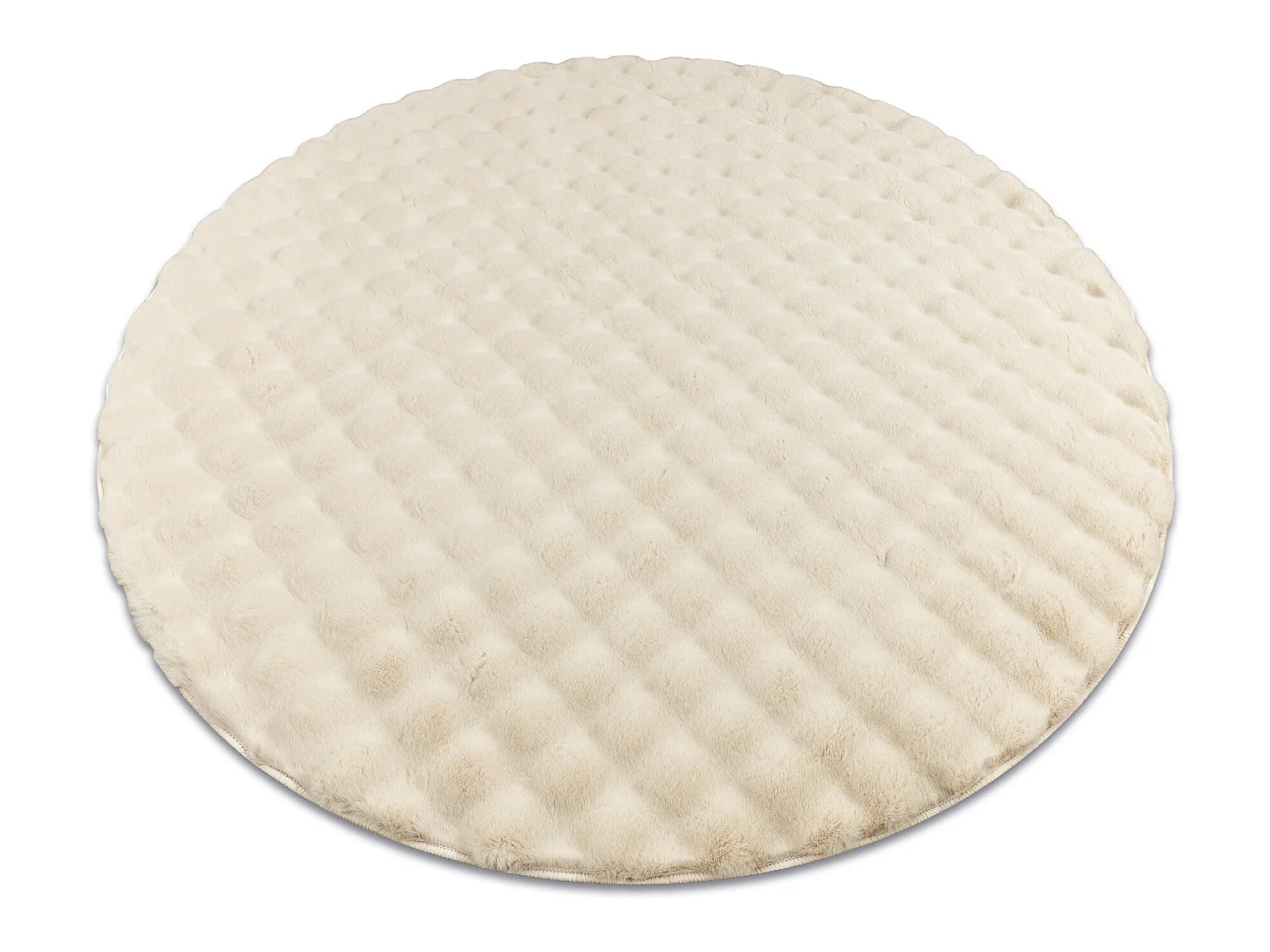 Tapis BUBBLE cercle ivoire 12 IMITATION DE FOURRURE DE LAPIN 3D struct cercle 160 cm