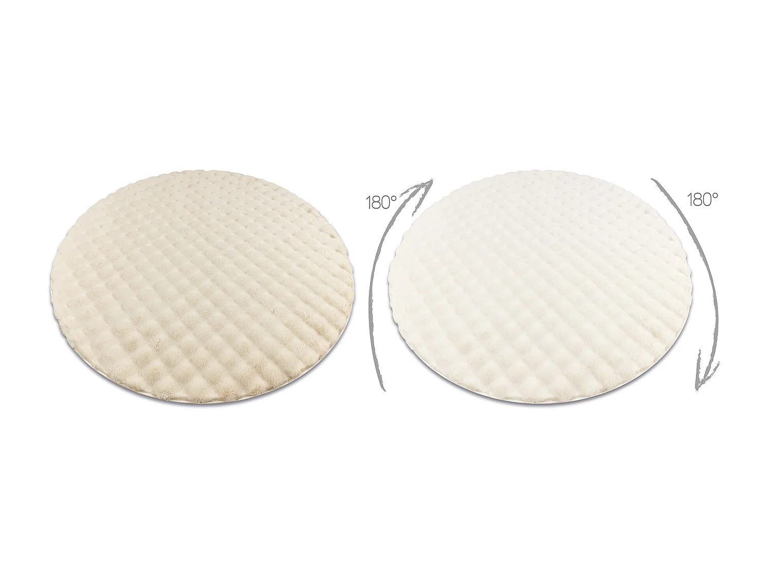 Tapis BUBBLE cercle ivoire 12 IMITATION DE FOURRURE DE LAPIN 3D struct cercle 160 cm