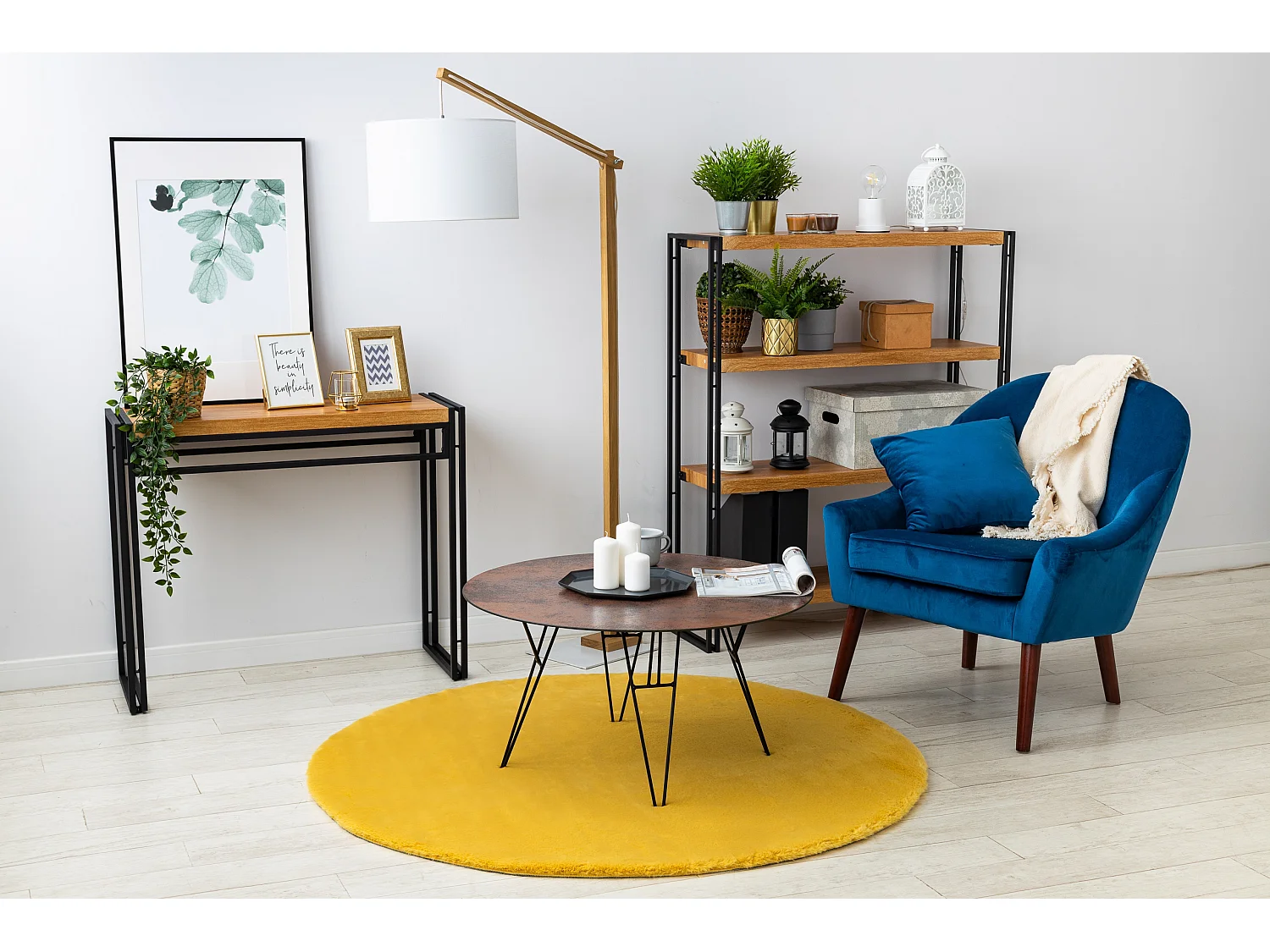 Tapijt BUNNY ROND goud IMITATIE konijnenvacht cercle 100 cm