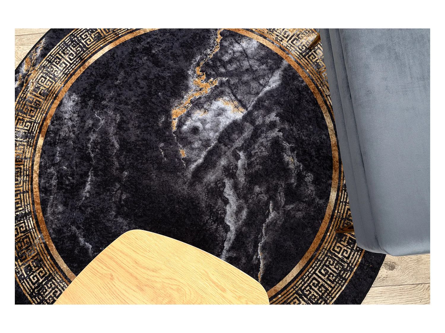 Dywan do prania MIRO 51199.806 koło Marmur, grecki antypoślizgowy -  cercle 80 cm