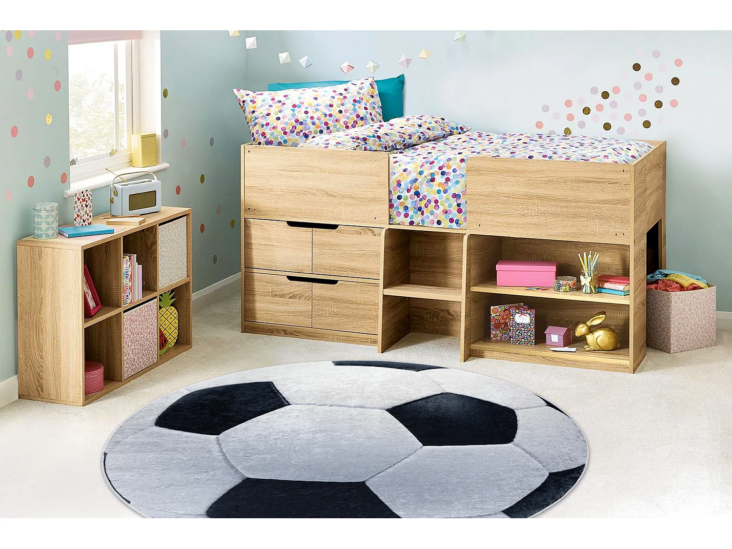 BAMBINO 2139 cirkel tapijt wasbaar - voetbal voor kinderen antislip -  cercle 80 cm