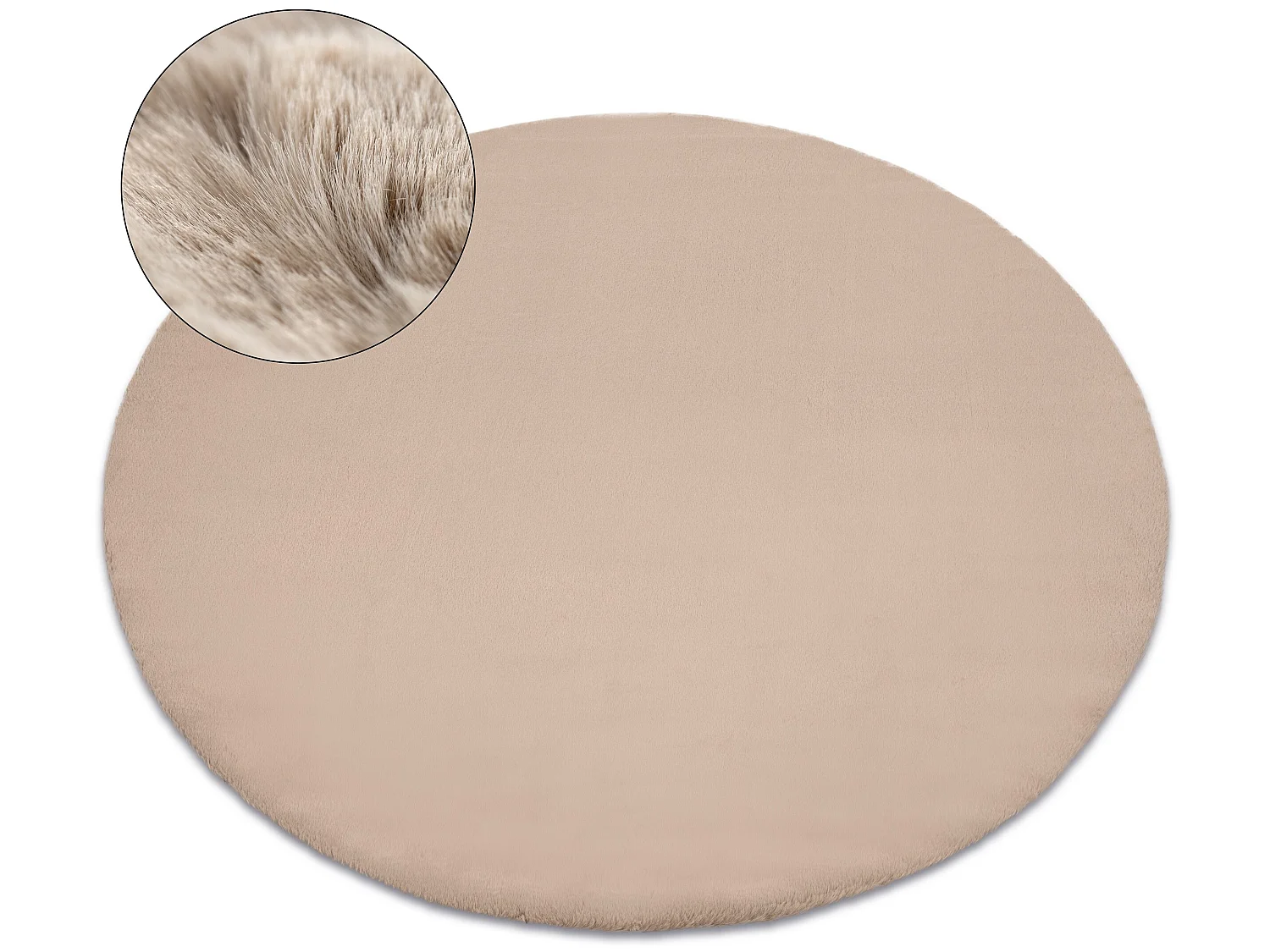 Tapis BUNNY cercle taupe beige IMITATION DE FOURRURE DE LAPIN cercle 140 cm