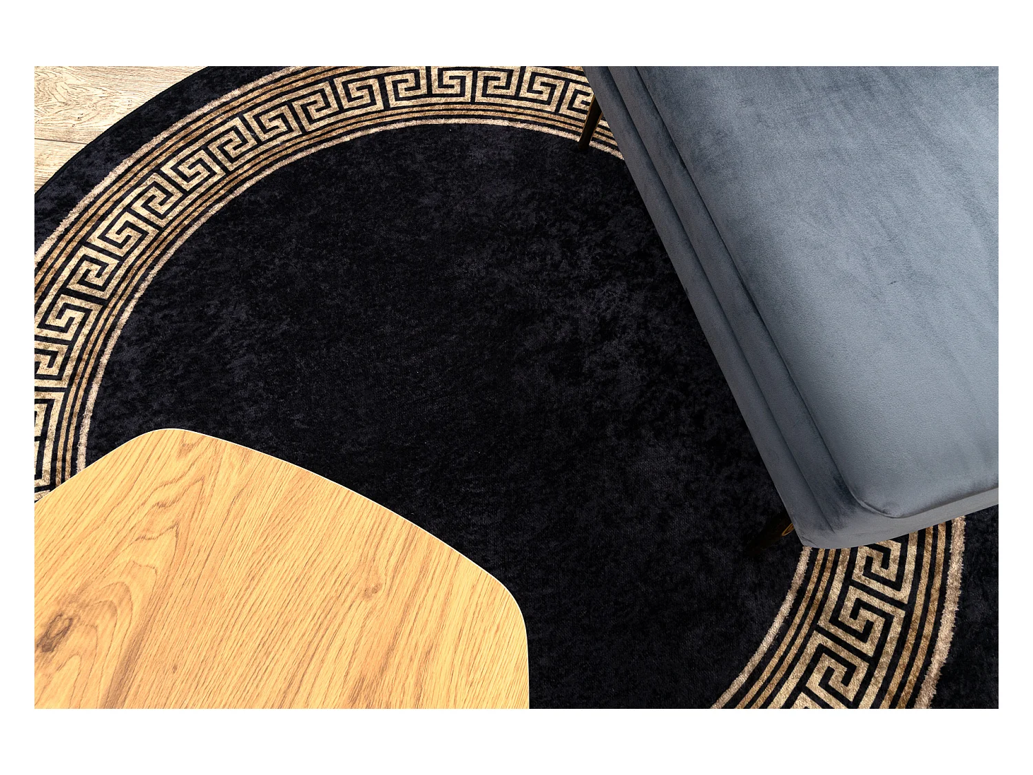 Alfombra lavable MIRO 51360.802 circulo Griego antideslizante - negro  cercle 200 cm