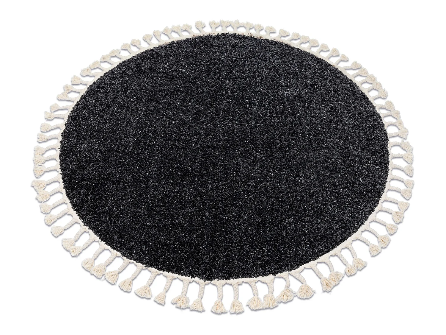 Tapis BERBER 9000 cercle gris Franges berbère marocain shaggy cercle 120 cm
