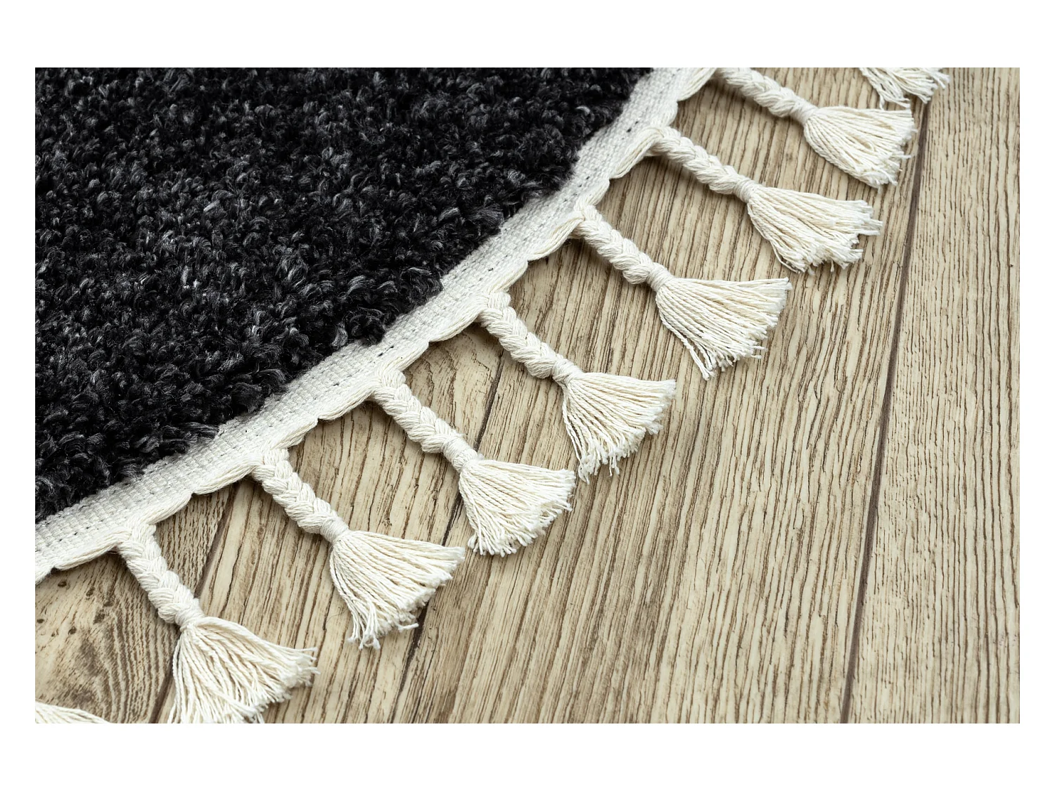 Tapijt BERBER 9000 ROND grijskleuringrand , Barber , marokkaanse shagg cercle 120 cm