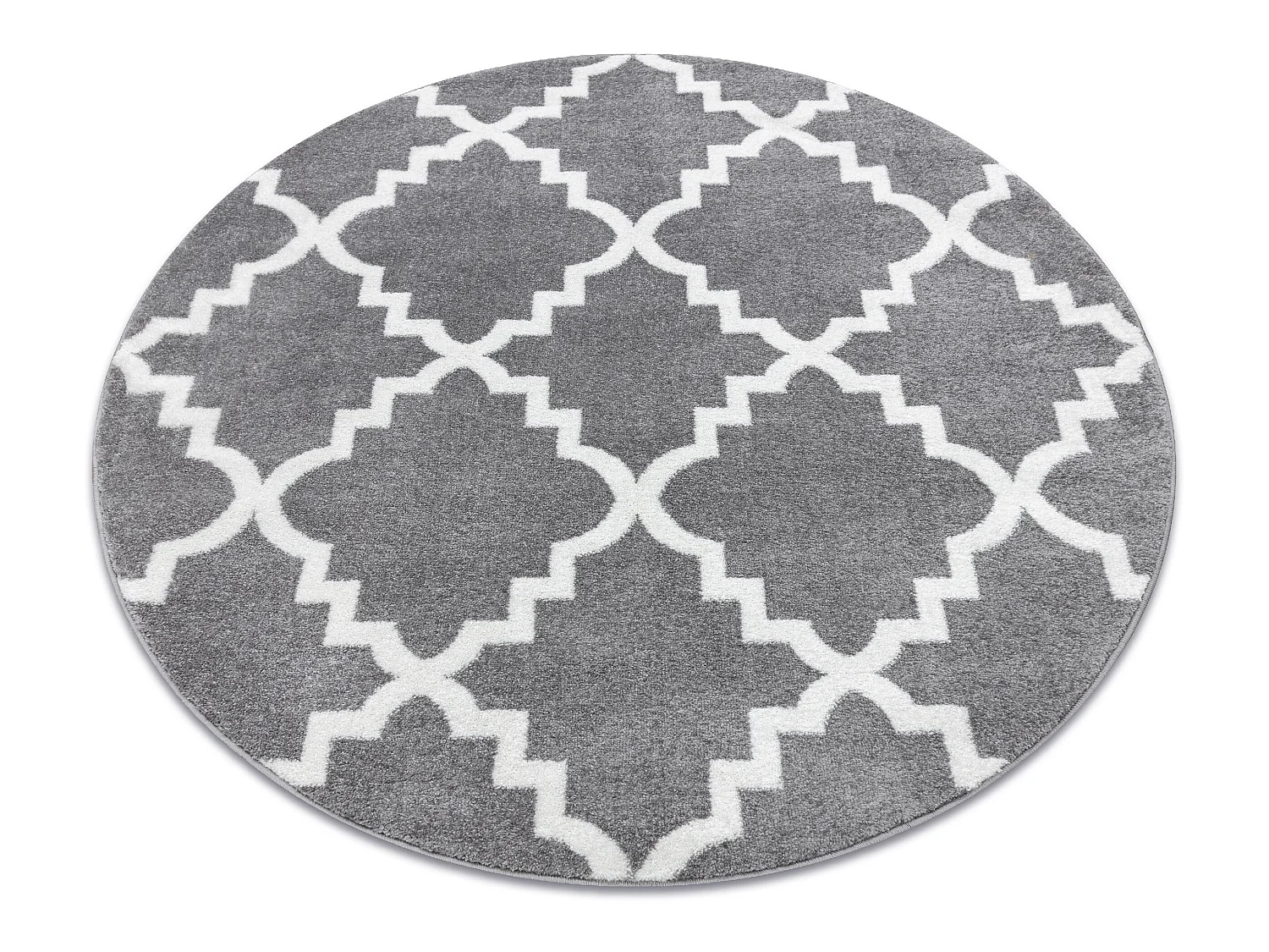 Tapis SKETCH cercle - F343 gris et blanc trèfle marocain trellis cercle 120 cm